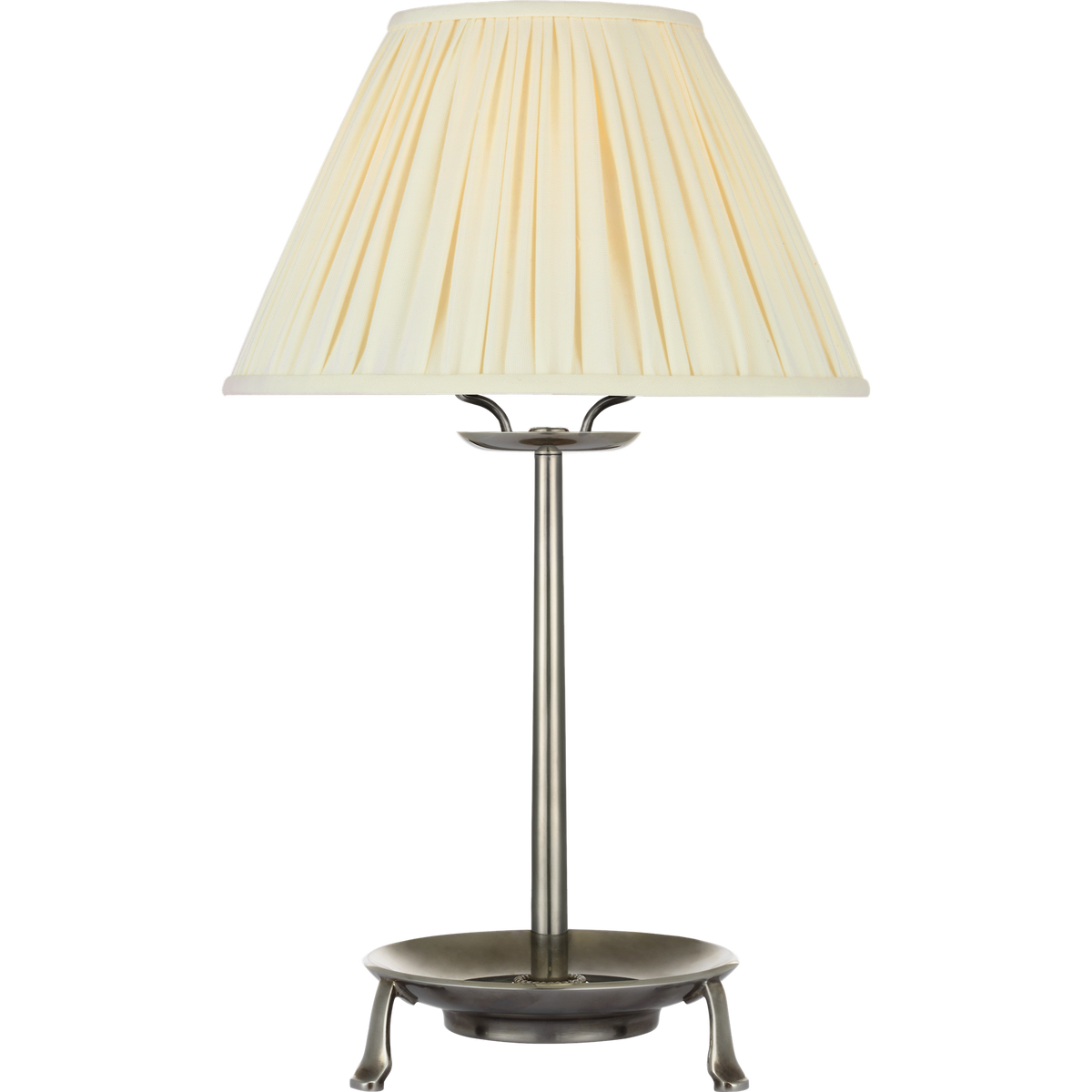 Chapman & Myers Lazlo 14" Cordless Accent Lamp in Pewter with Silk Pleated Shade W8.5" x H14"