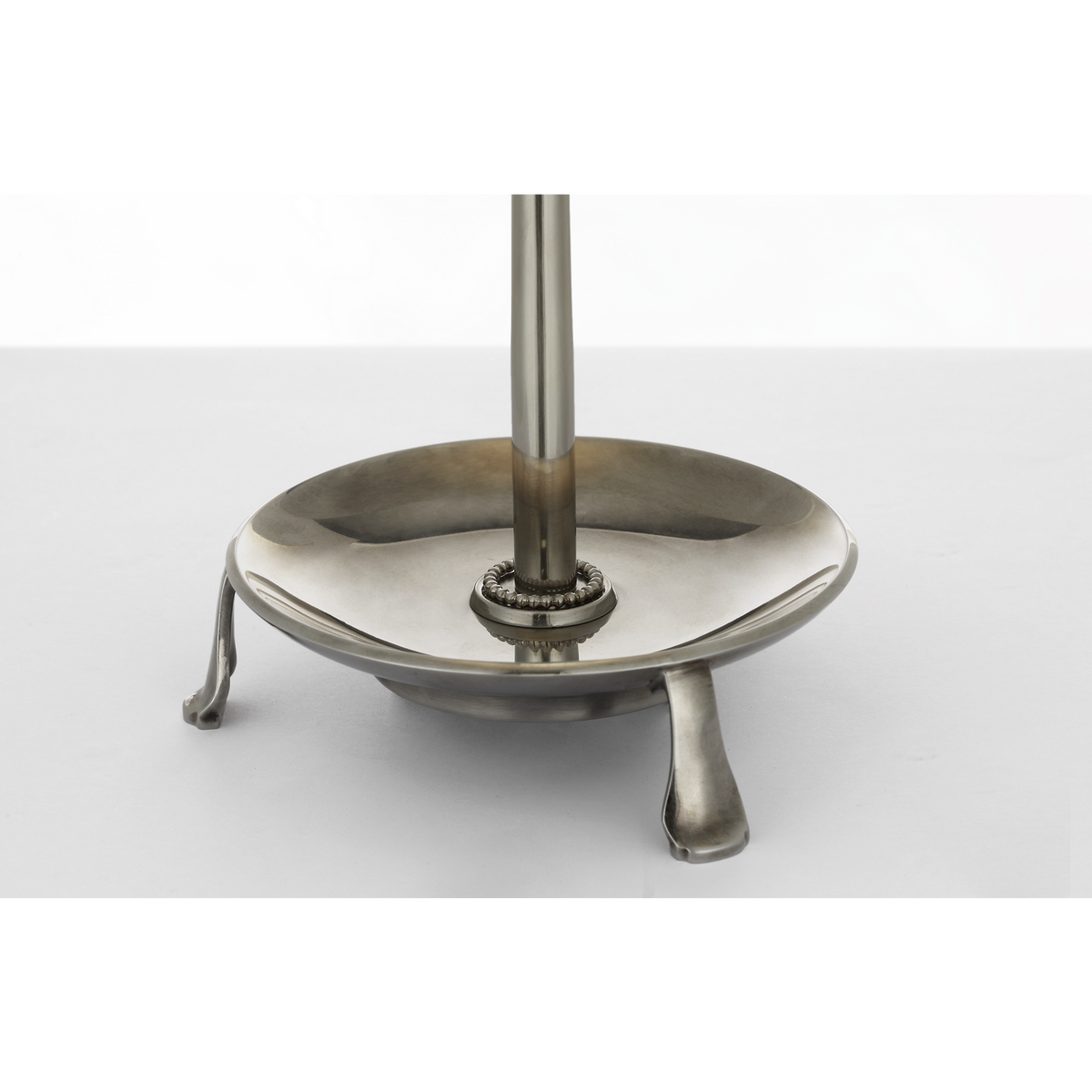 Chapman & Myers Lazlo 14" Cordless Accent Lamp in Pewter with Silk Pleated Shade W8.5" x H14"