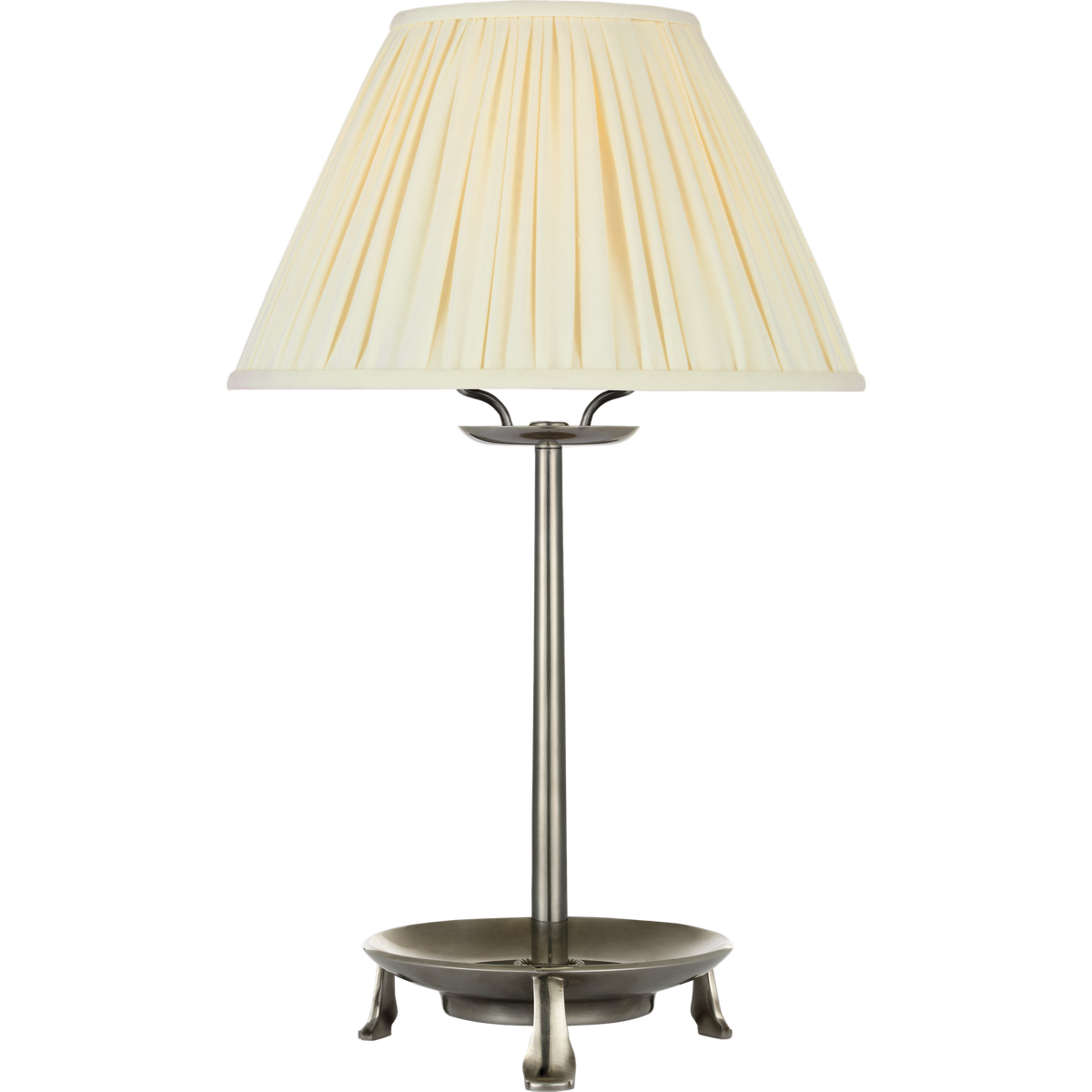 Chapman & Myers Lazlo 14" Cordless Accent Lamp in Pewter with Silk Pleated Shade W8.5" x H14"