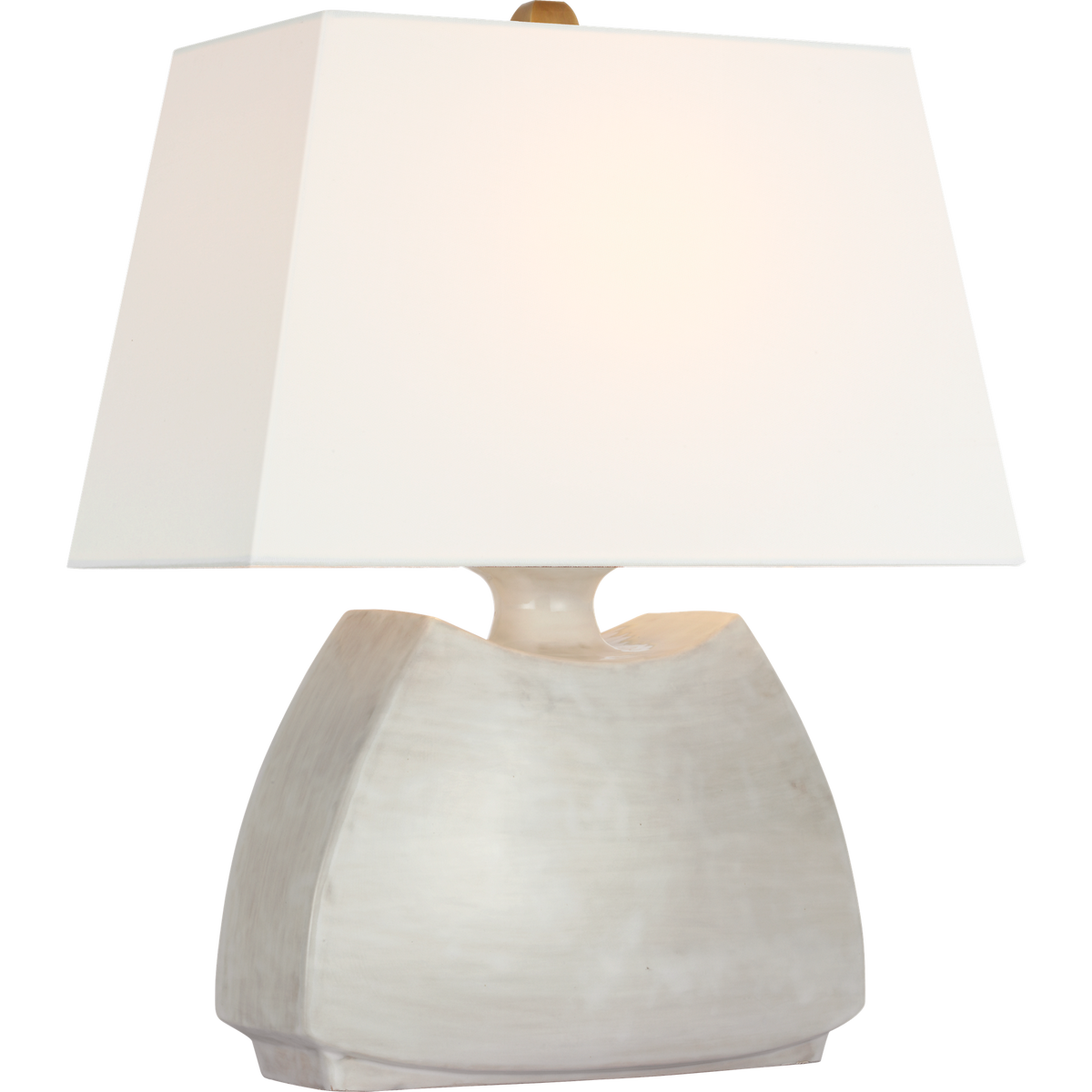 Chapman & Myers Emiko 21" Low Wide Table Lamp in Antiqued White with Linen Shade W17" x H20.5"