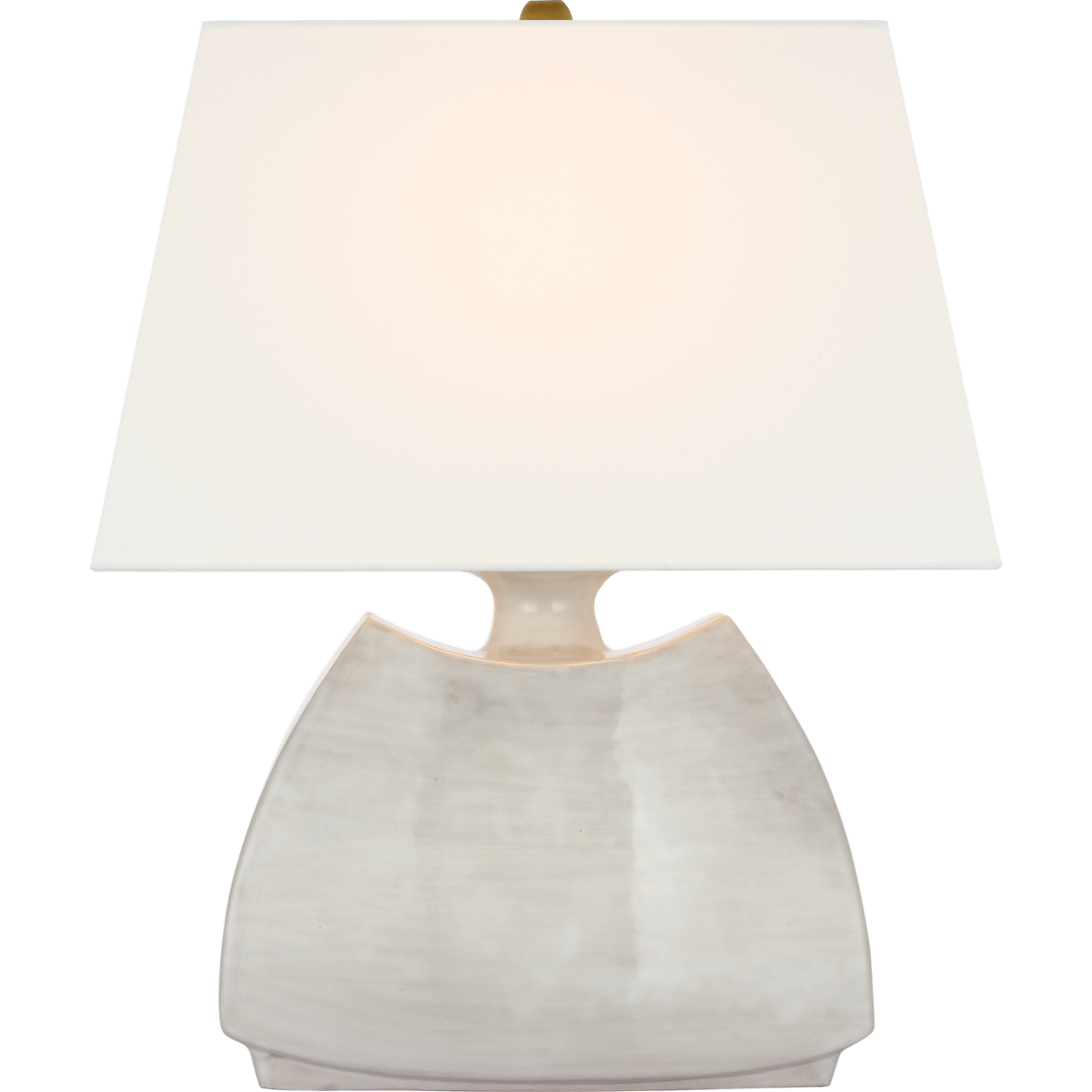 Chapman & Myers Emiko 21" Low Wide Table Lamp in Antiqued White with Linen Shade W17" x H20.5"