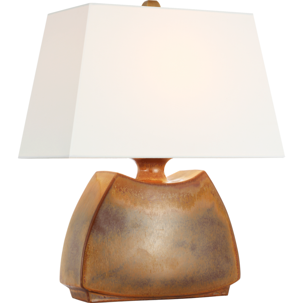 Chapman & Myers Emiko 21" Low Wide Table Lamp in Molten Amber with Linen Shade W17" x H20.5"