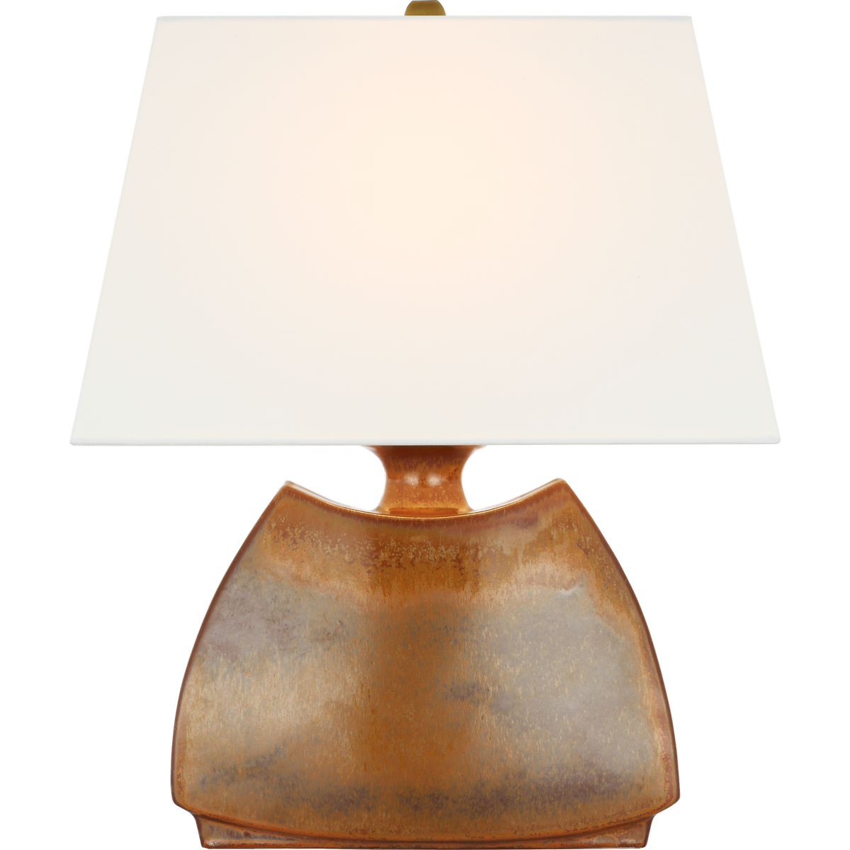 Chapman & Myers Emiko 21" Low Wide Table Lamp in Molten Amber with Linen Shade W17" x H20.5"