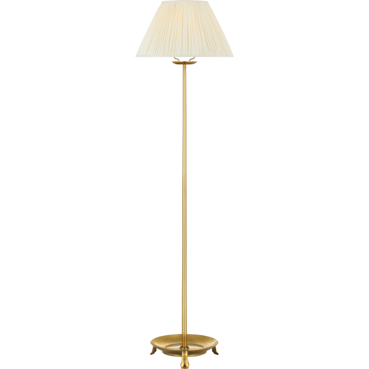 Chapman & Myers Lazlo 52" Cordless Floor Lamp in Antique-Burnished Brass with Silk Pleated Shade W14" x H52"