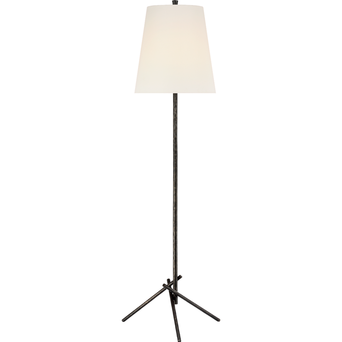 Chapman & Myers Iona 53" Sculpted Tripod Floor Lamp in Aged Iron with Linen Shade W15.5" x H53"