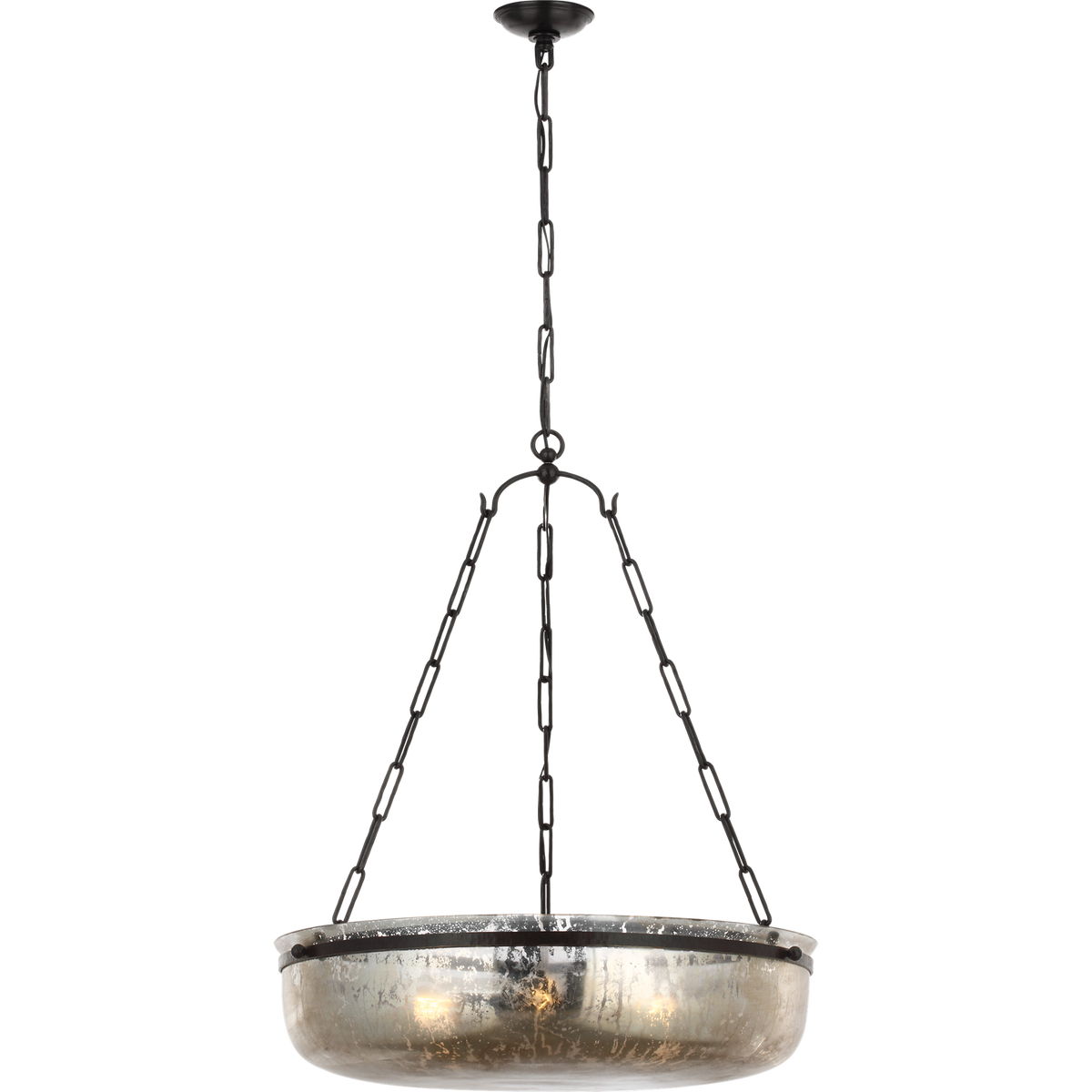 Chapman & Myers Lorford Medium Chandelier in Aged Iron with Antique Mercury Glass W27.75" x H35.25"