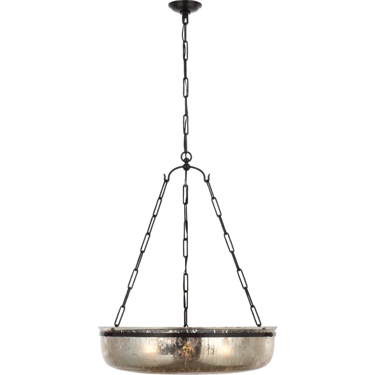 Chapman & Myers Lorford Medium Chandelier in Aged Iron with Antique Mercury Glass W27.75" x H35.25"