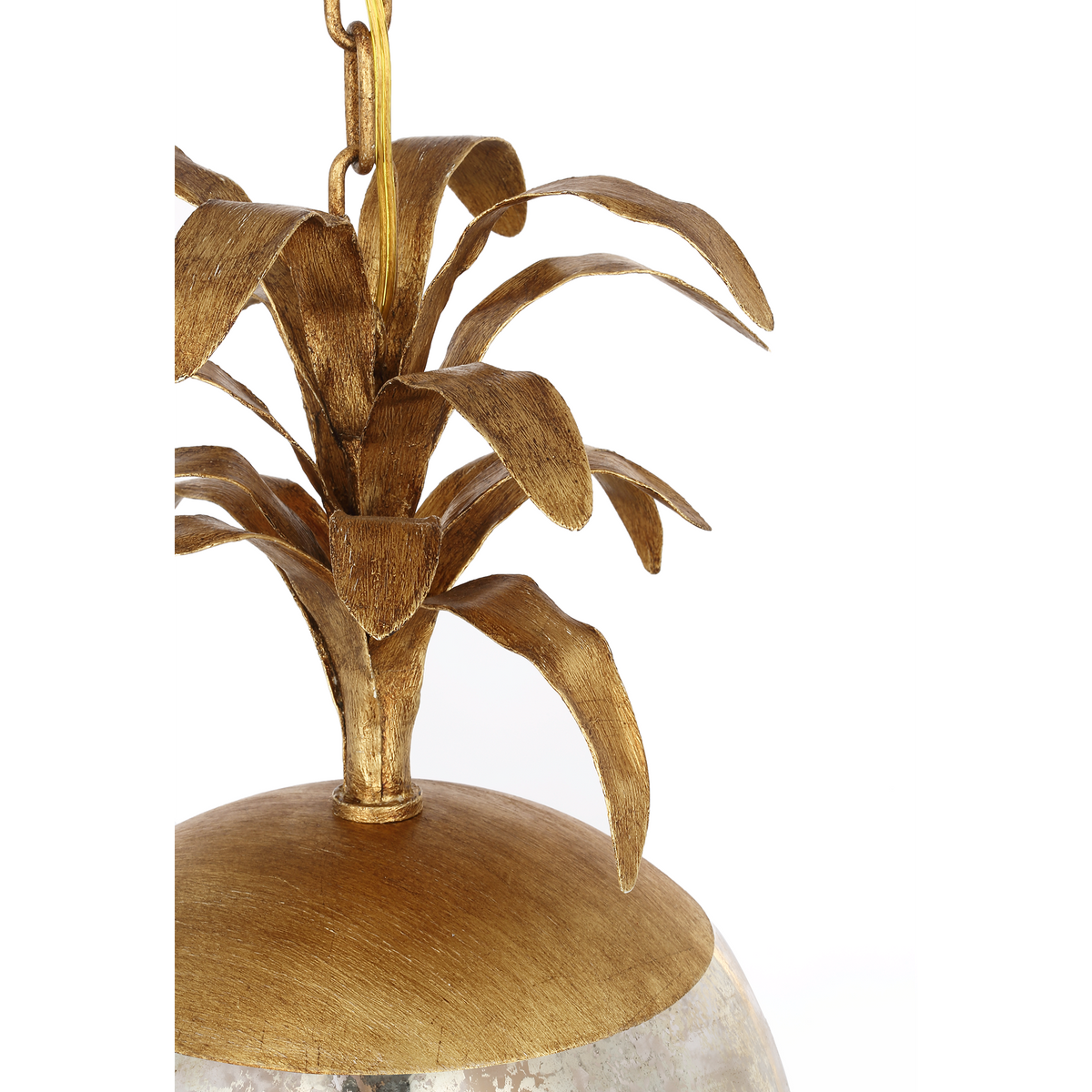 Chapman & Myers Gramercy Medium Pendant in Gilded Iron with Mercury Glass W11.5" x H23"