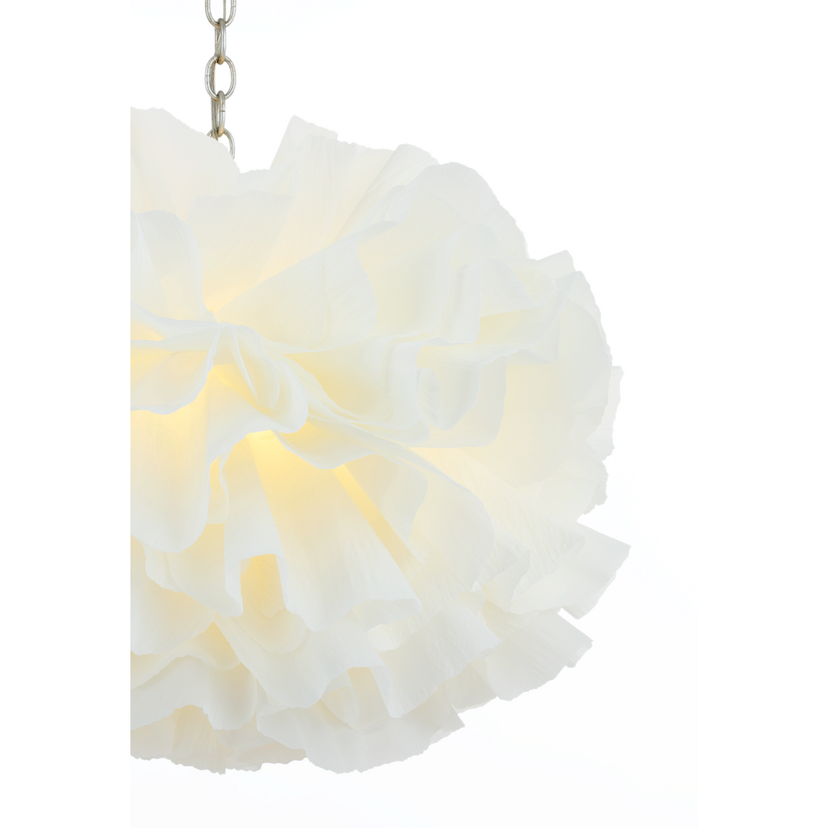 Chapman & Myers Cammela 31" Bloom Chandelier in Burnished Silver Leaf with Soft White Silk W30.75" x H21.25"