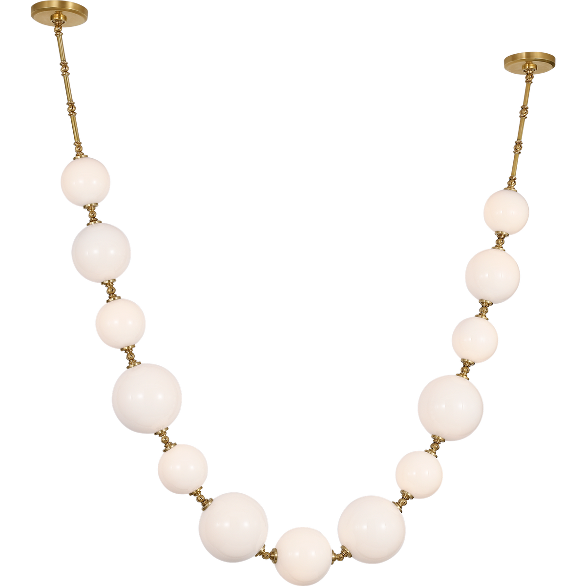 Chapman & Myers Datum Necklace Chandelier in Antique-Burnished Brass with White Glass W7" - 45.75" x H57.5"