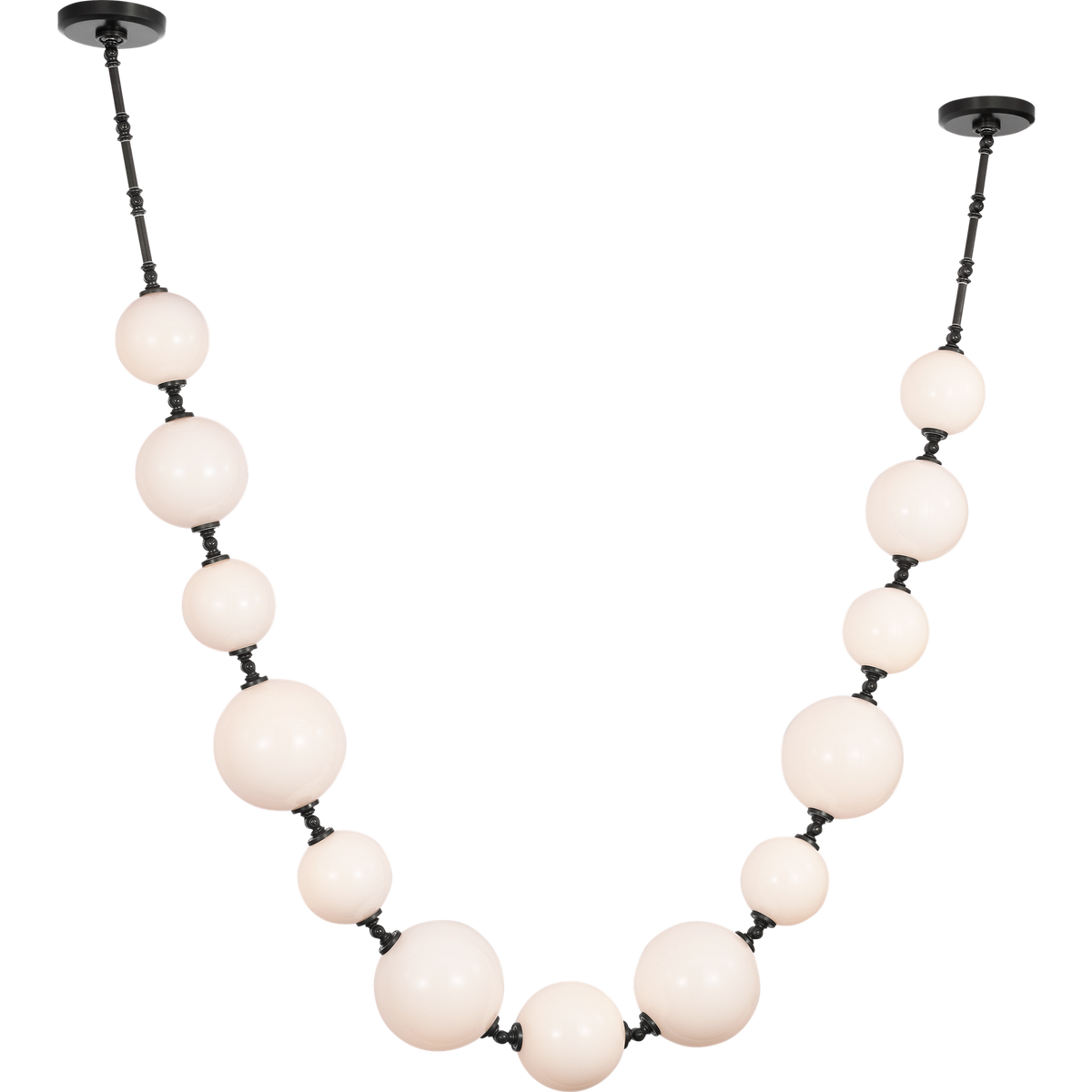 Chapman & Myers Datum Necklace Chandelier in Bronze with White Glass W7" - 45.75" x H57.5"