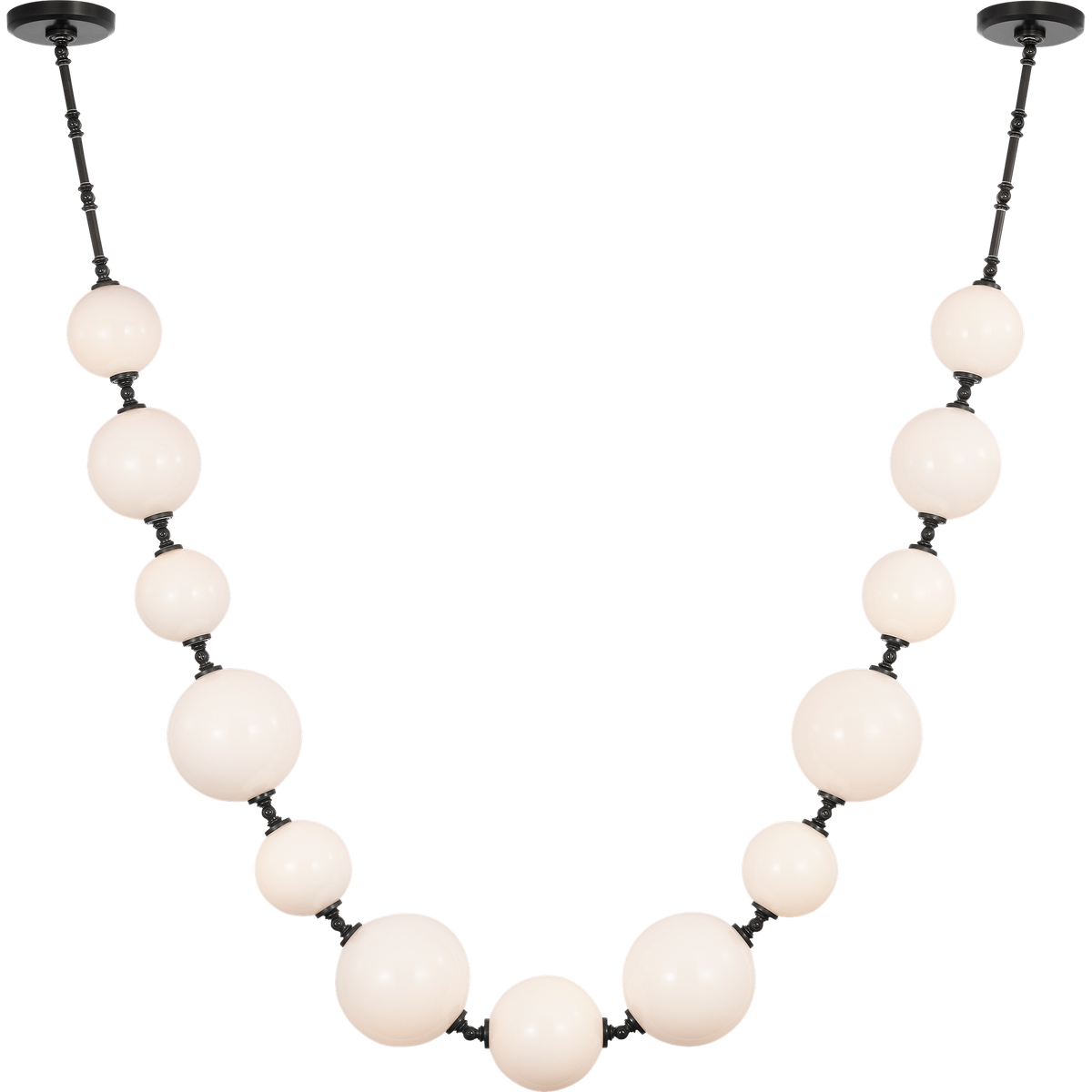 Chapman & Myers Datum Necklace Chandelier in Bronze with White Glass W7" - 45.75" x H57.5"