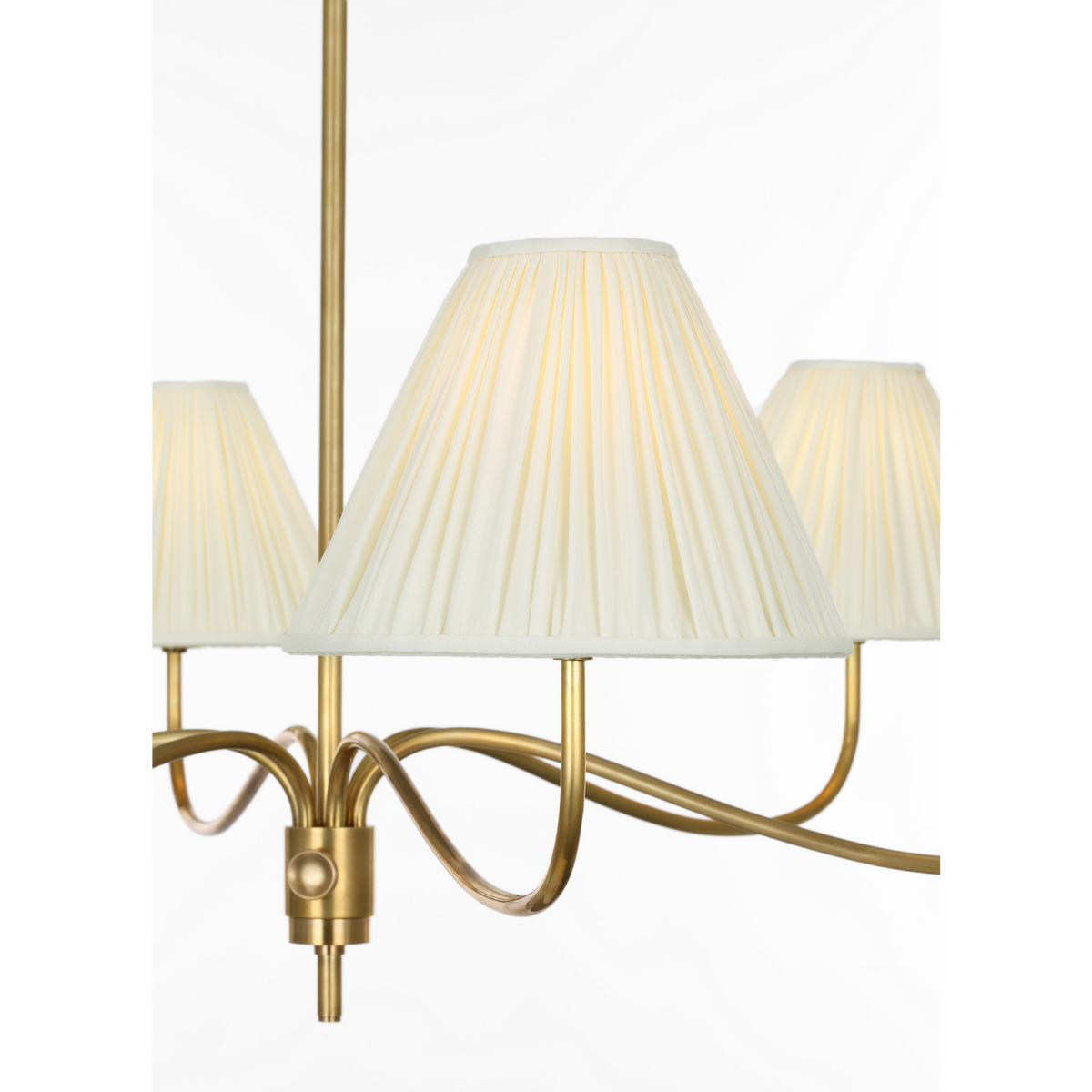 Chapman & Myers Hollings 42" Chandelier in Antique-Burnished Brass with Silk Pleated Shades W41.5" x H23.5"