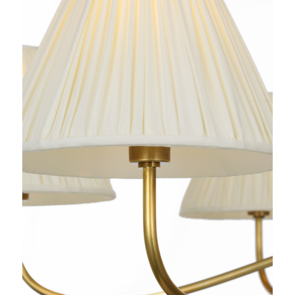 Chapman & Myers Hollings 42" Chandelier in Antique-Burnished Brass with Silk Pleated Shades W41.5" x H23.5"
