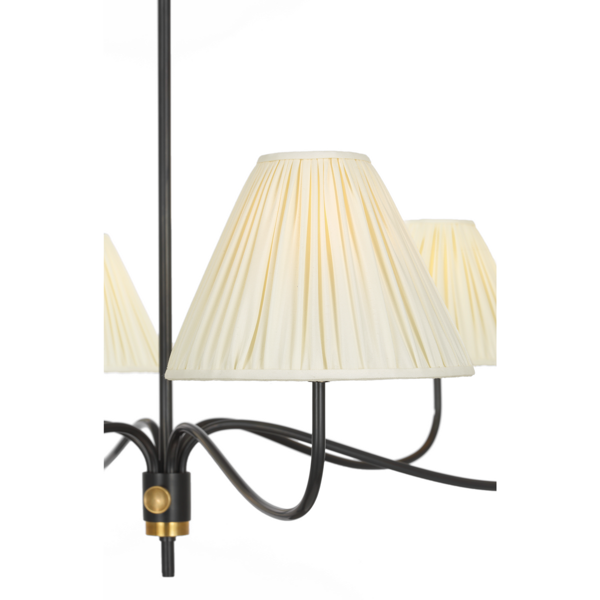 Chapman & Myers Hollings 42" Chandelier in Bronze and Antique-Burnished Brass with Silk Pleated Shades W41.5" x H23.5"