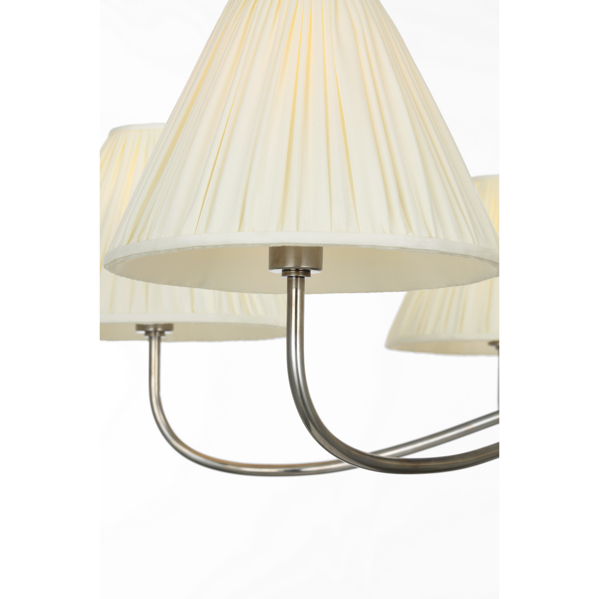 Chapman & Myers Hollings 42" Chandelier in Pewter with Silk Pleated Shades W41.5" x H23.5"