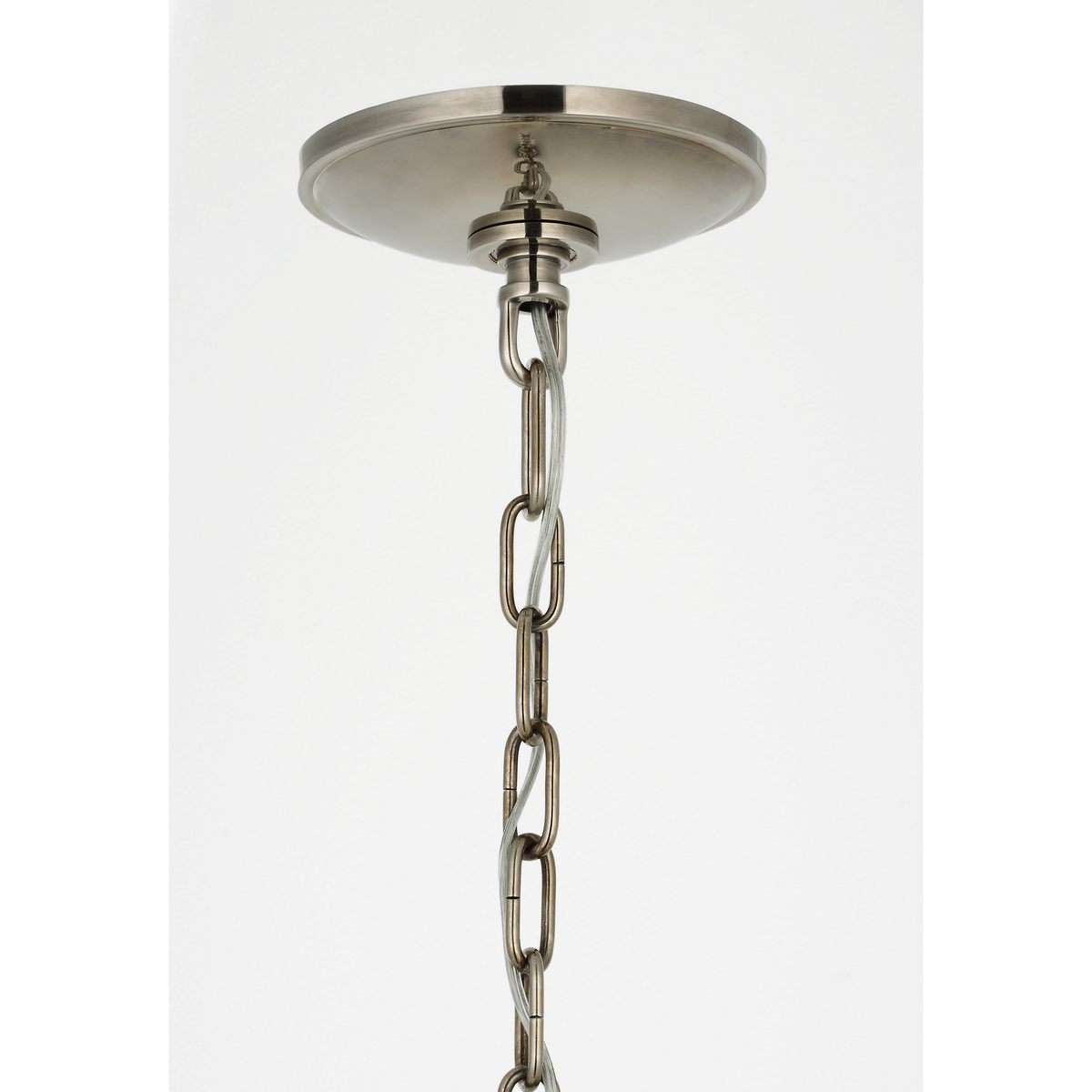 Chapman & Myers Hollings 42" Chandelier in Pewter with Silk Pleated Shades W41.5" x H23.5"