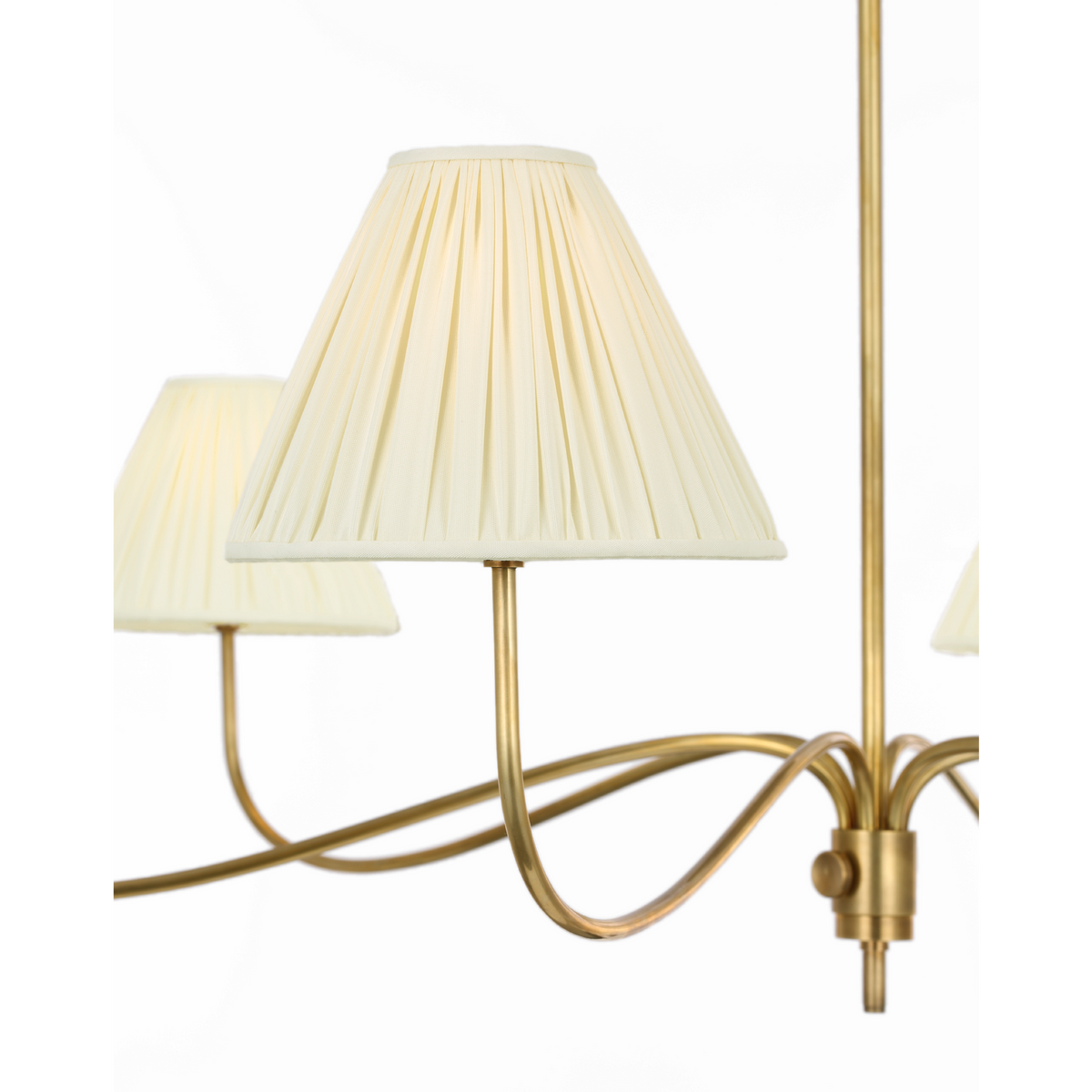 Chapman & Myers Hollings 54" Chandelier in Antique-Burnished Brass with Silk Pleated Shades W53.5" x H25.5"