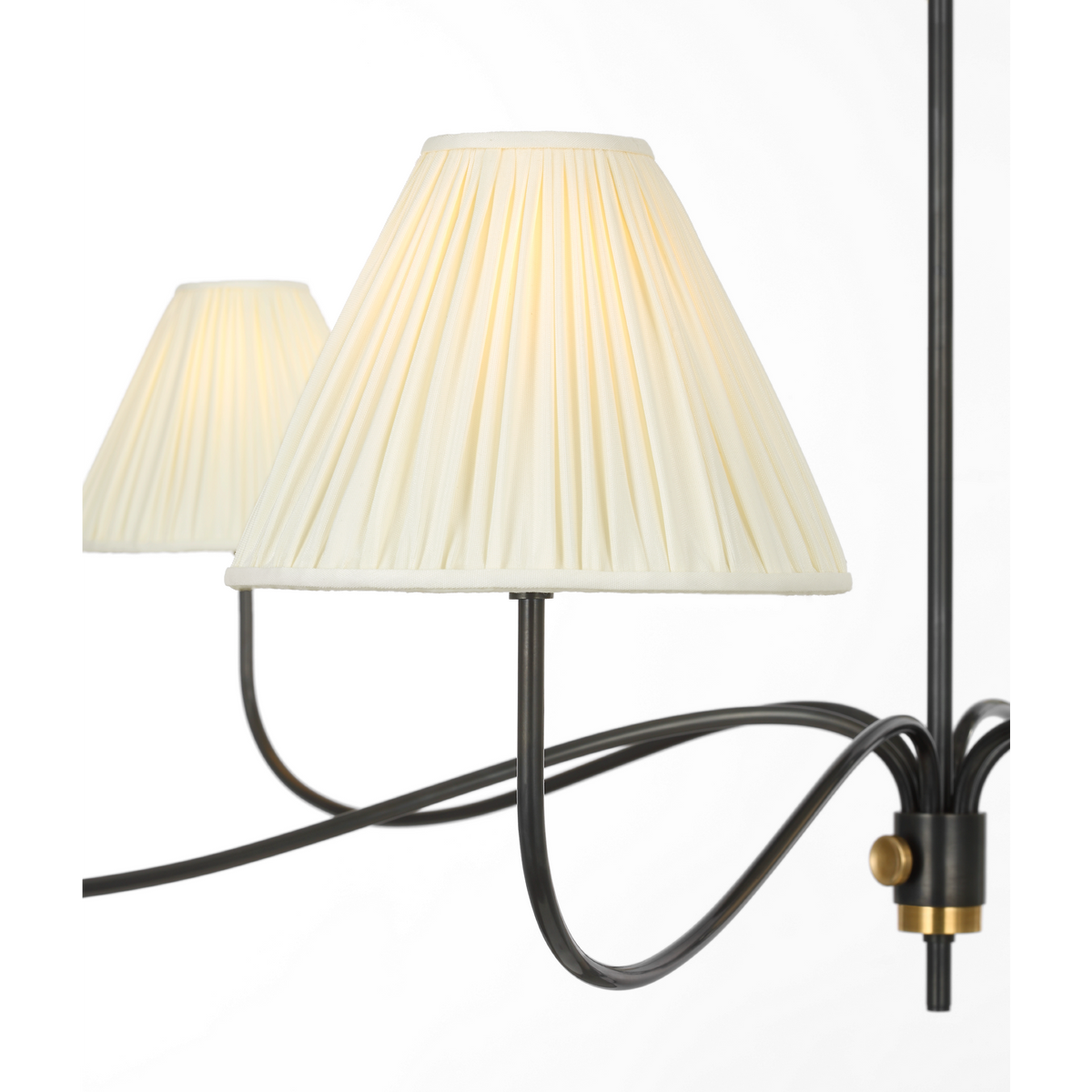 Chapman & Myers Hollings 54" Chandelier in Bronze and Antique-Burnished Brass with Silk Pleated Shades W53.5" x H25.5"
