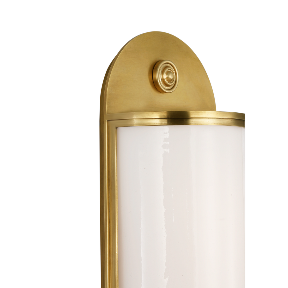 Chapman & Myers Newfield 14" Bath Sconce in Antique-Burnished Brass with White Glass W5" x H13.5" x E3"