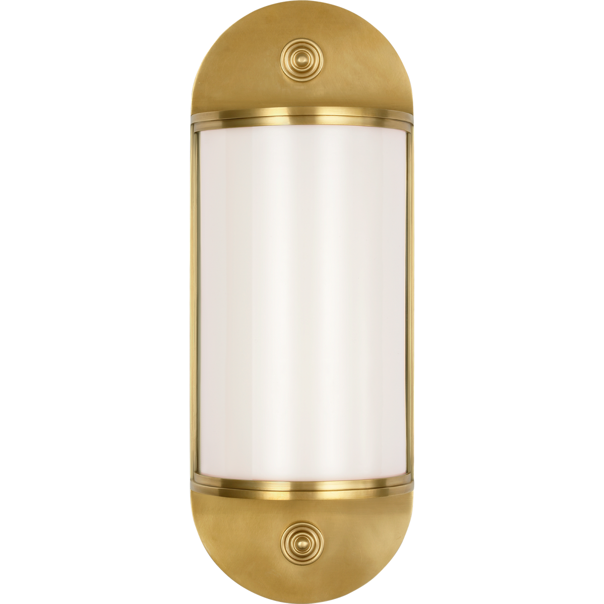 Chapman & Myers Newfield 14" Bath Sconce in Antique-Burnished Brass with White Glass W5" x H13.5" x E3"