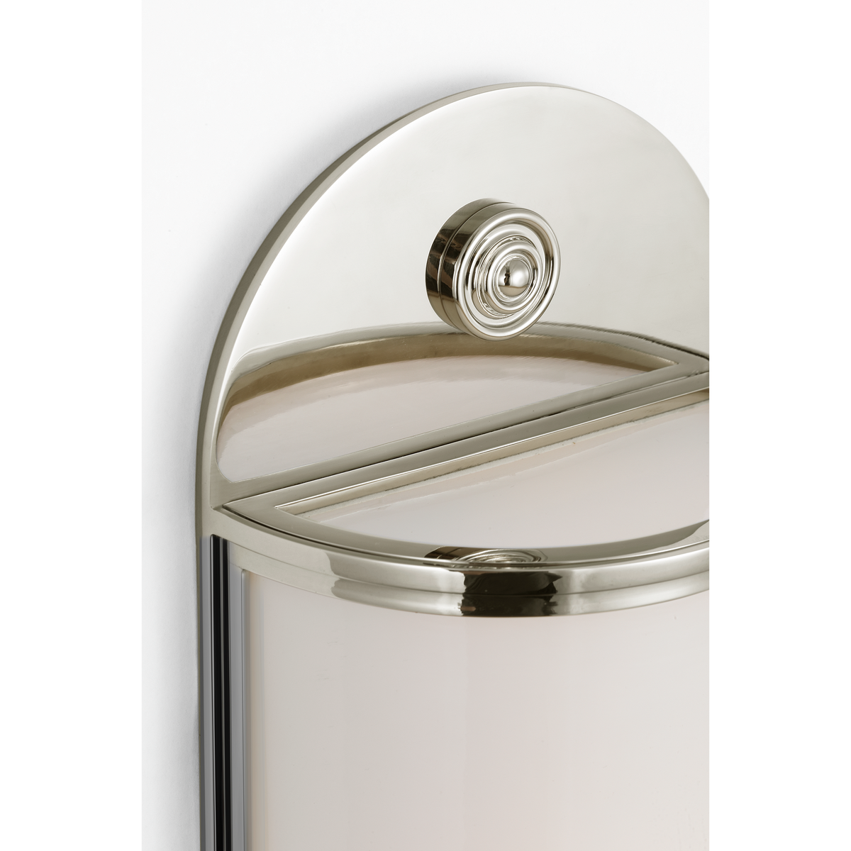 Chapman & Myers Newfield 14" Bath Sconce in Polished Nickel with White Glass W5" x H13.5" x E3"