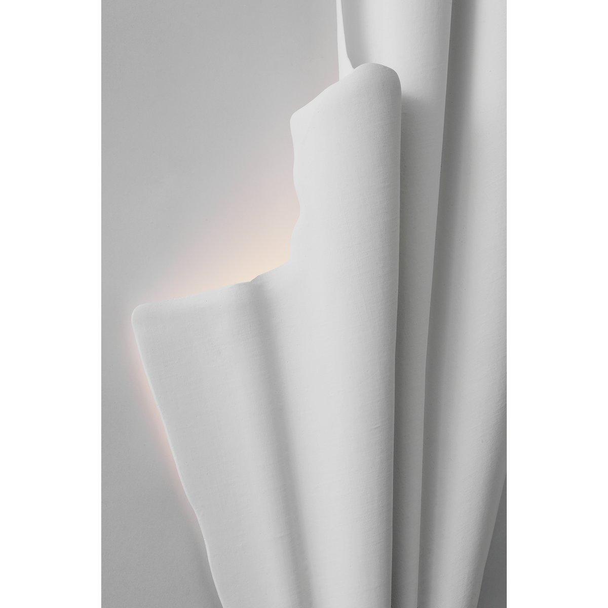 Fisher Weisman Millicent 31" Gathered Right Wall Washer in Plaster White W14" x H31.5" x E4"