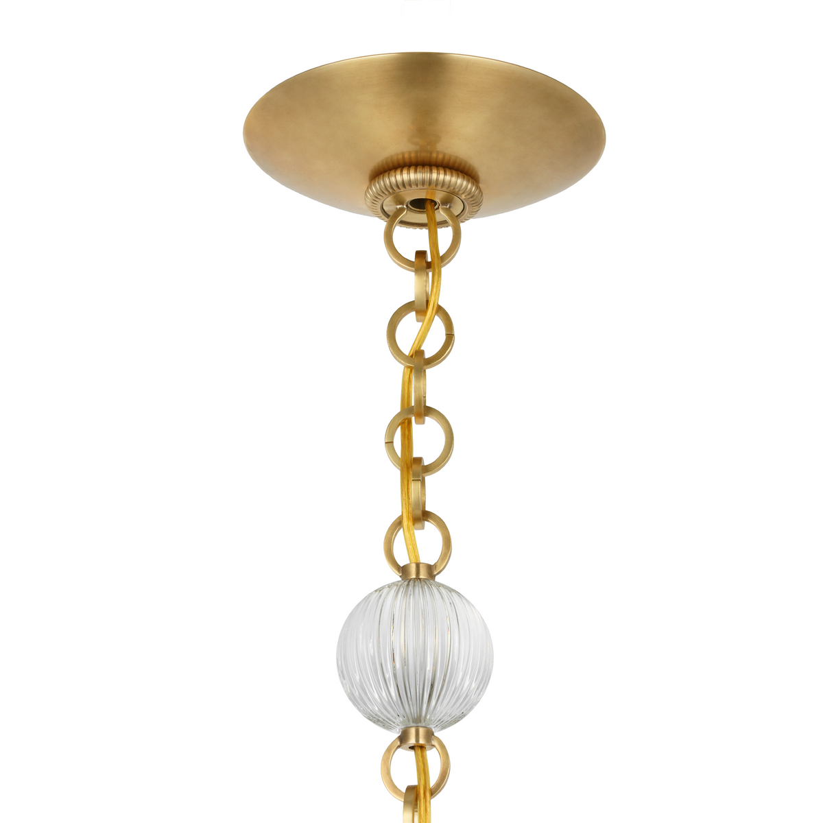 Julie Neill Isadora 12" Pendant in Antique-Burnished Brass with Clear Glass W12" x H13.25"