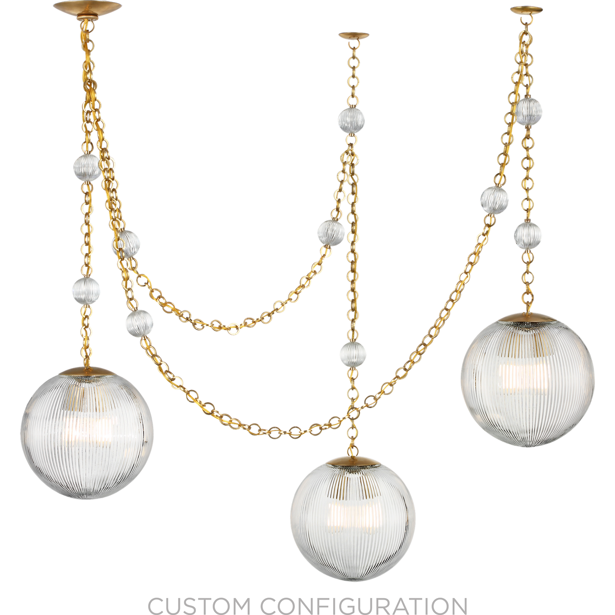 Julie Neill Isadora 12" Pendant in Antique-Burnished Brass with Clear Glass W12" x H13.25"