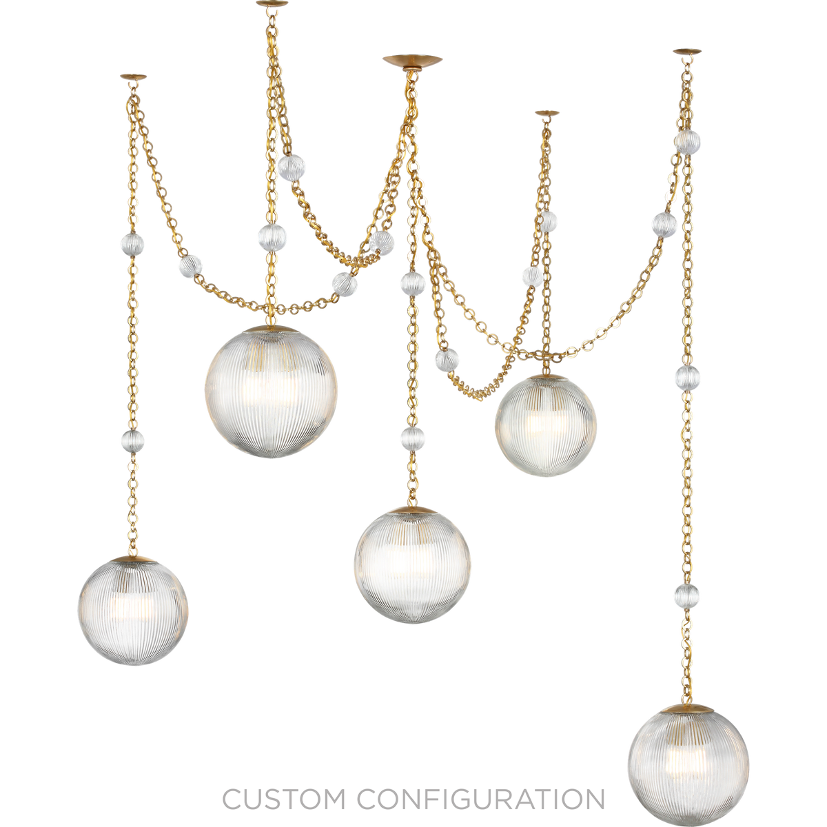 Julie Neill Isadora 12" Pendant in Antique-Burnished Brass with Clear Glass W12" x H13.25"
