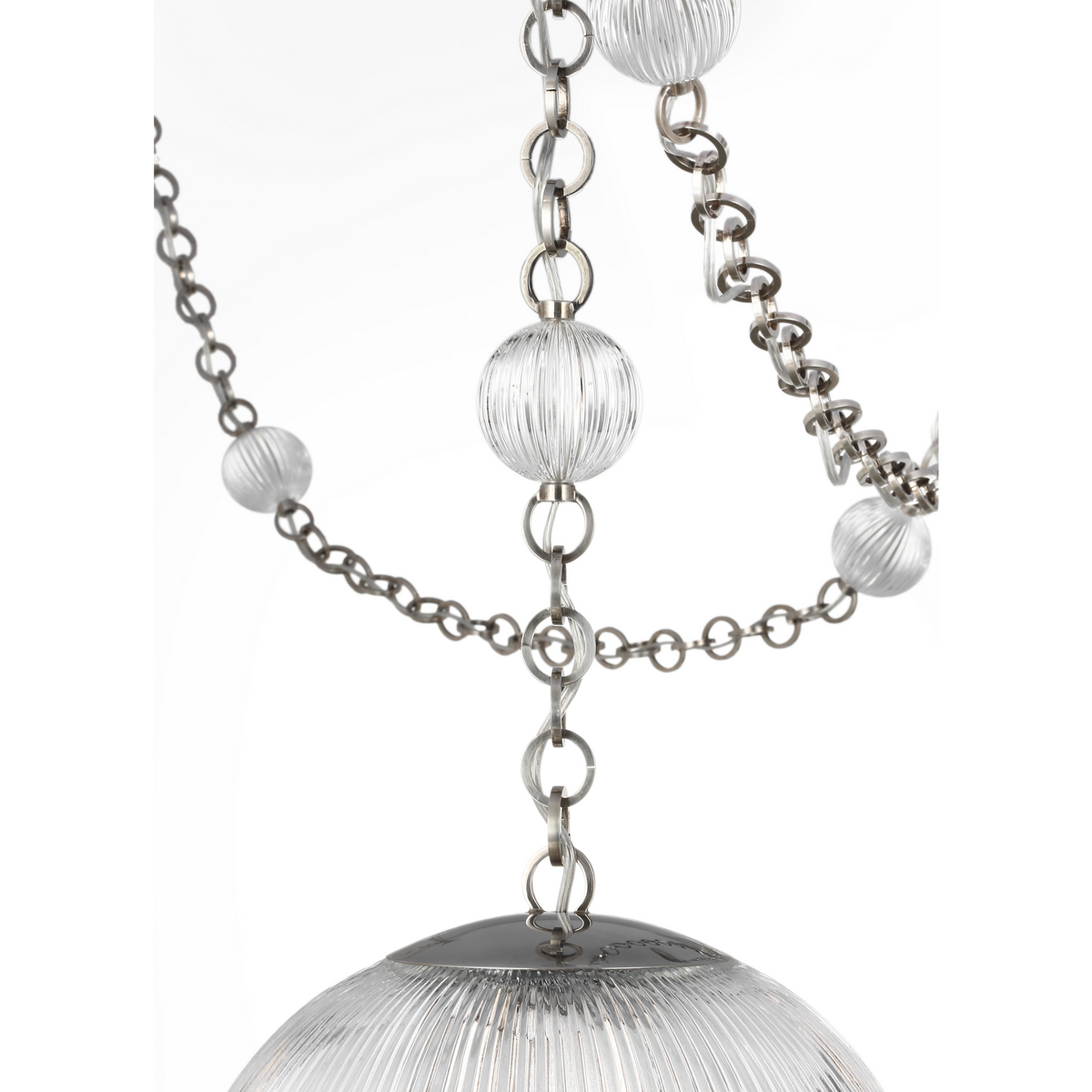 Julie Neill Isadora 12" Pendant in Pewter with Clear Glass W12" x H13.25"