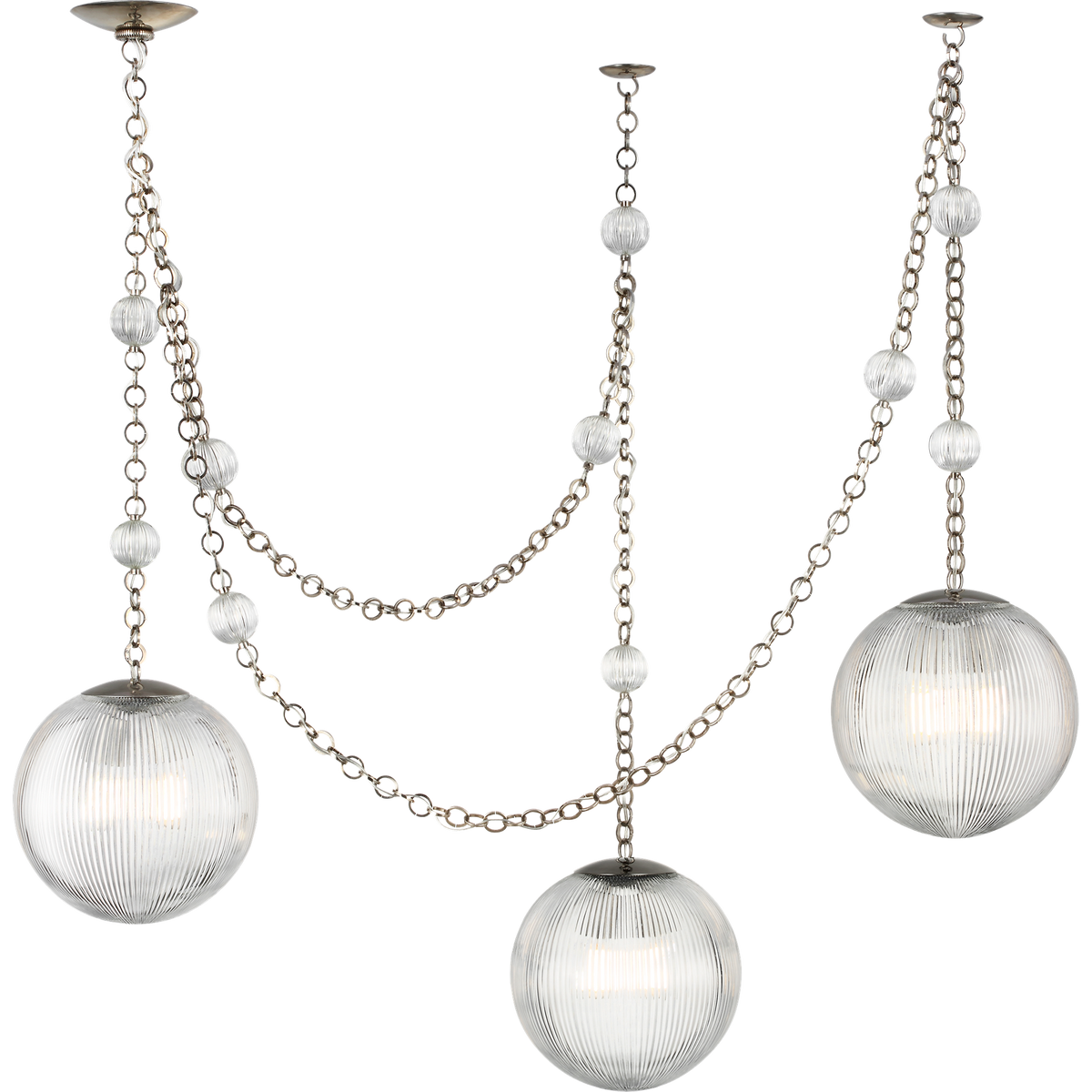 Julie Neill Isadora 12" Pendant in Pewter with Clear Glass W12" x H13.25"