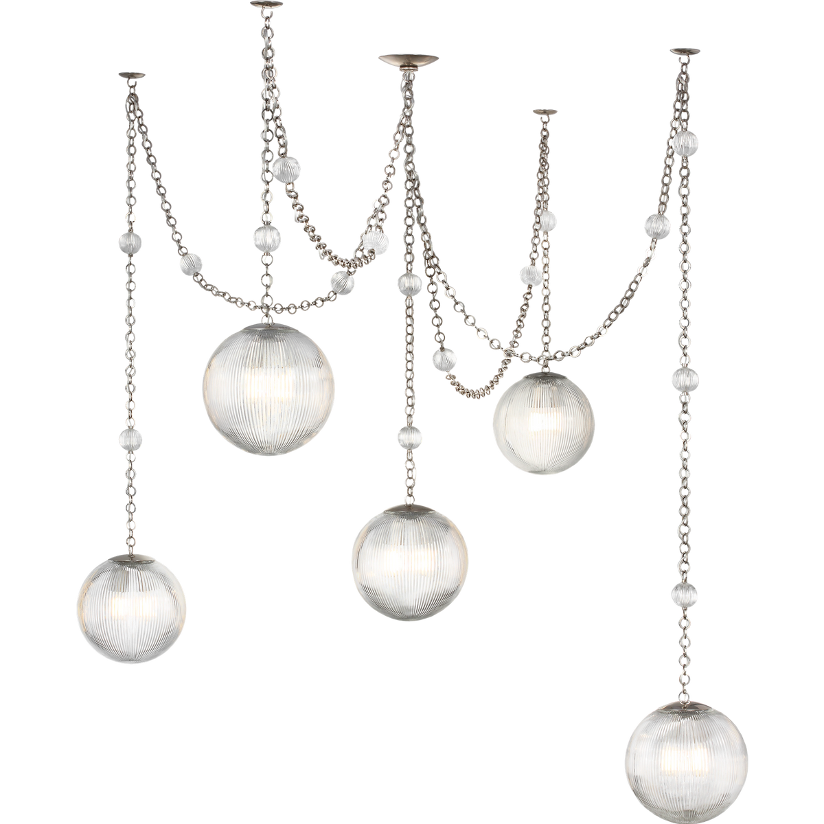 Julie Neill Isadora 12" Pendant in Pewter with Clear Glass W12" x H13.25"