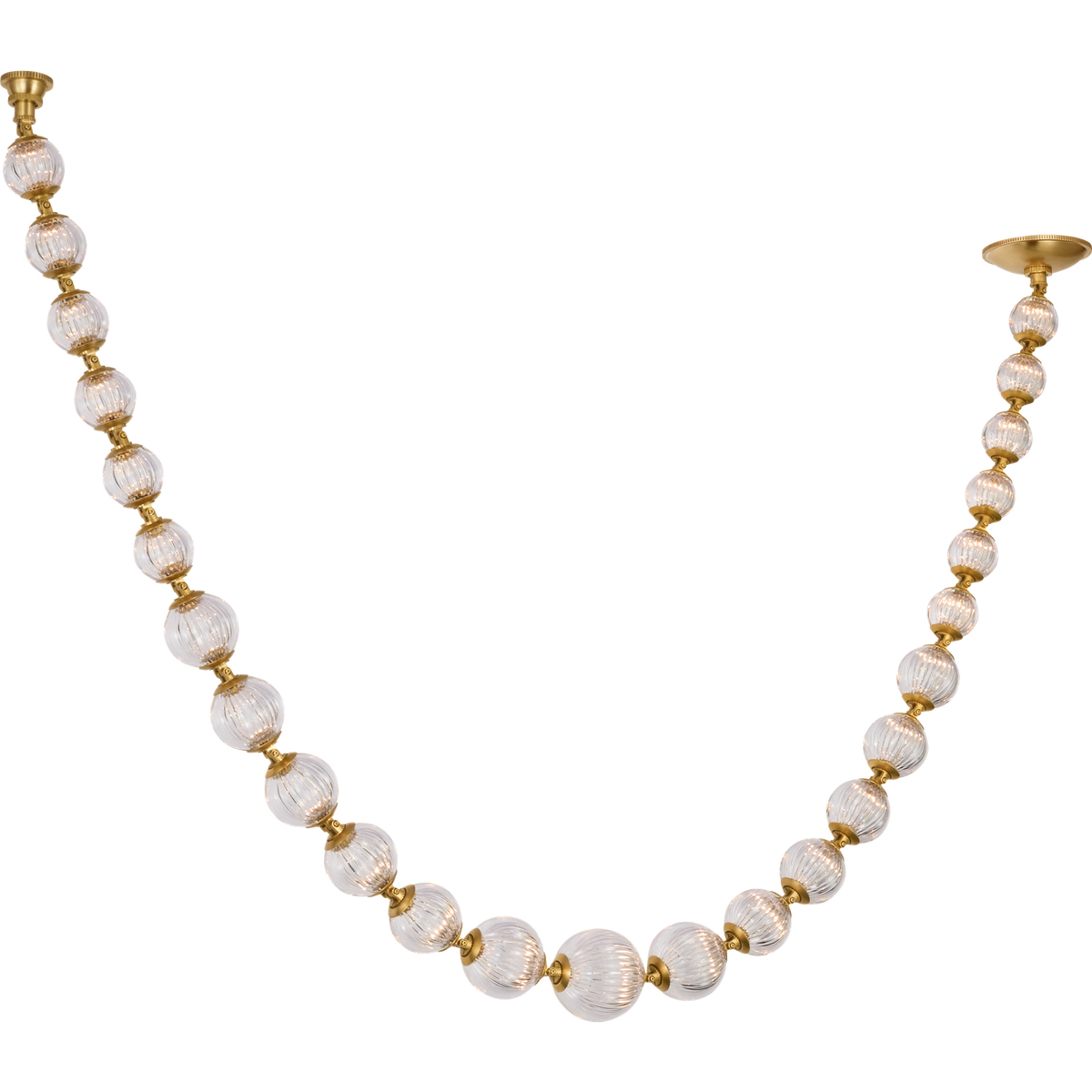 Julie Neill Arielle Graduated Necklace Chandelier in Antique-Burnished Brass with Clear Cut Glass W4" - 55.5" x H35"
