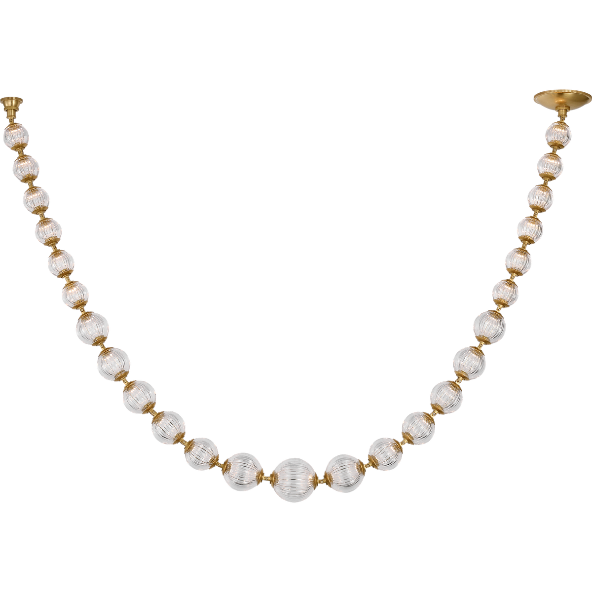 Julie Neill Arielle Graduated Necklace Chandelier in Antique-Burnished Brass with Clear Cut Glass W4" - 55.5" x H35"