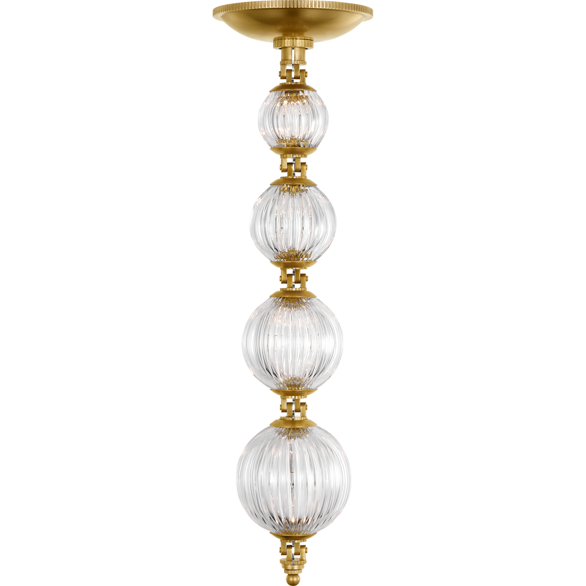 Julie Neill Arielle Graduated Necklace Chandelier in Antique-Burnished Brass with Clear Cut Glass W4" - 55.5" x H35"