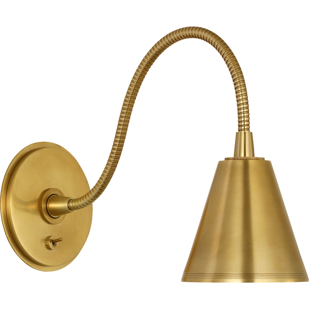 Marie Flanigan Harlan Gooseneck Reading Light in Soft Brass W4.5" x H7.75" x E13.5"