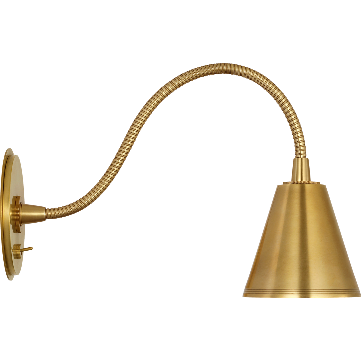Marie Flanigan Harlan Gooseneck Reading Light in Soft Brass W4.5" x H7.75" x E13.5"