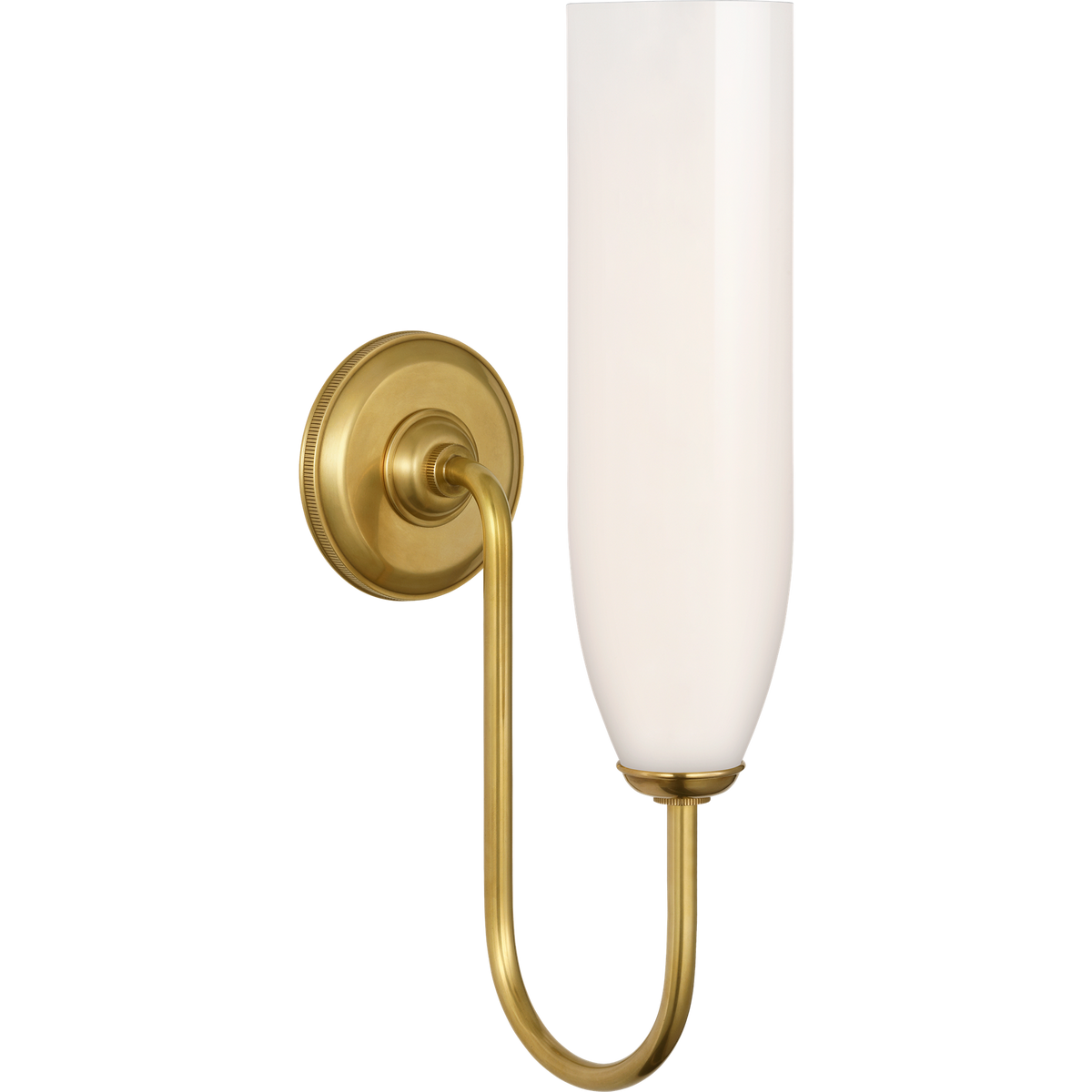 Marie Flanigan Meridien 16" Single Sconce in Soft Brass with White Glass W4.25" x H16.25" x E8"