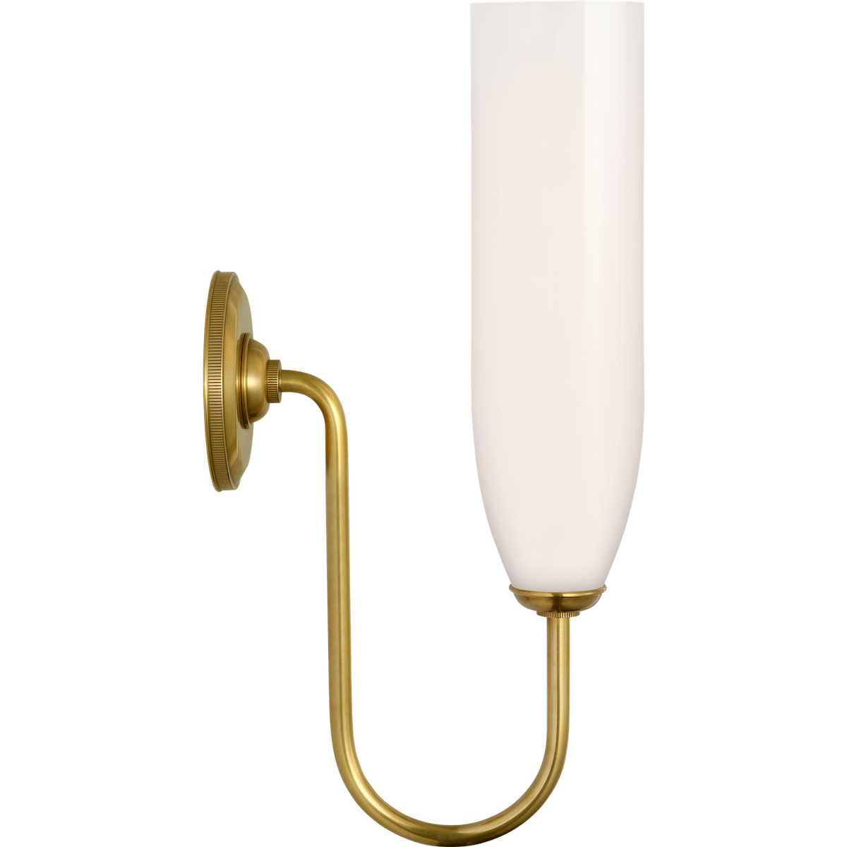 Marie Flanigan Meridien 16" Single Sconce in Soft Brass with White Glass W4.25" x H16.25" x E8"