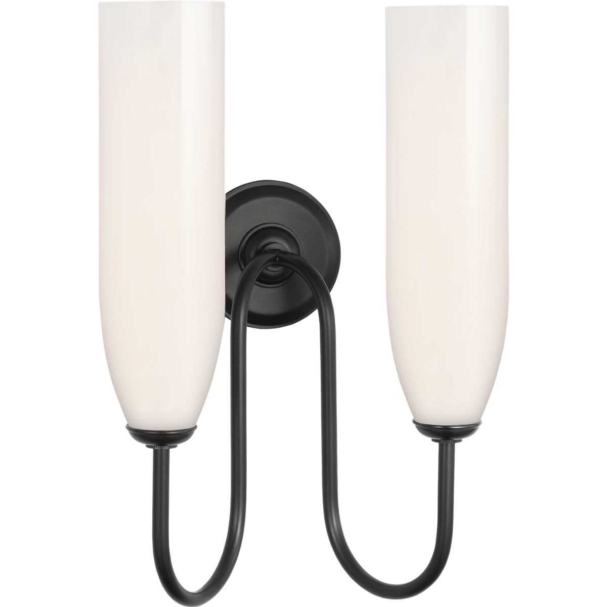 Marie Flanigan Meridien 16" Double Sconce in Bronze with White Glass W10.75" x H16.25" x E8"