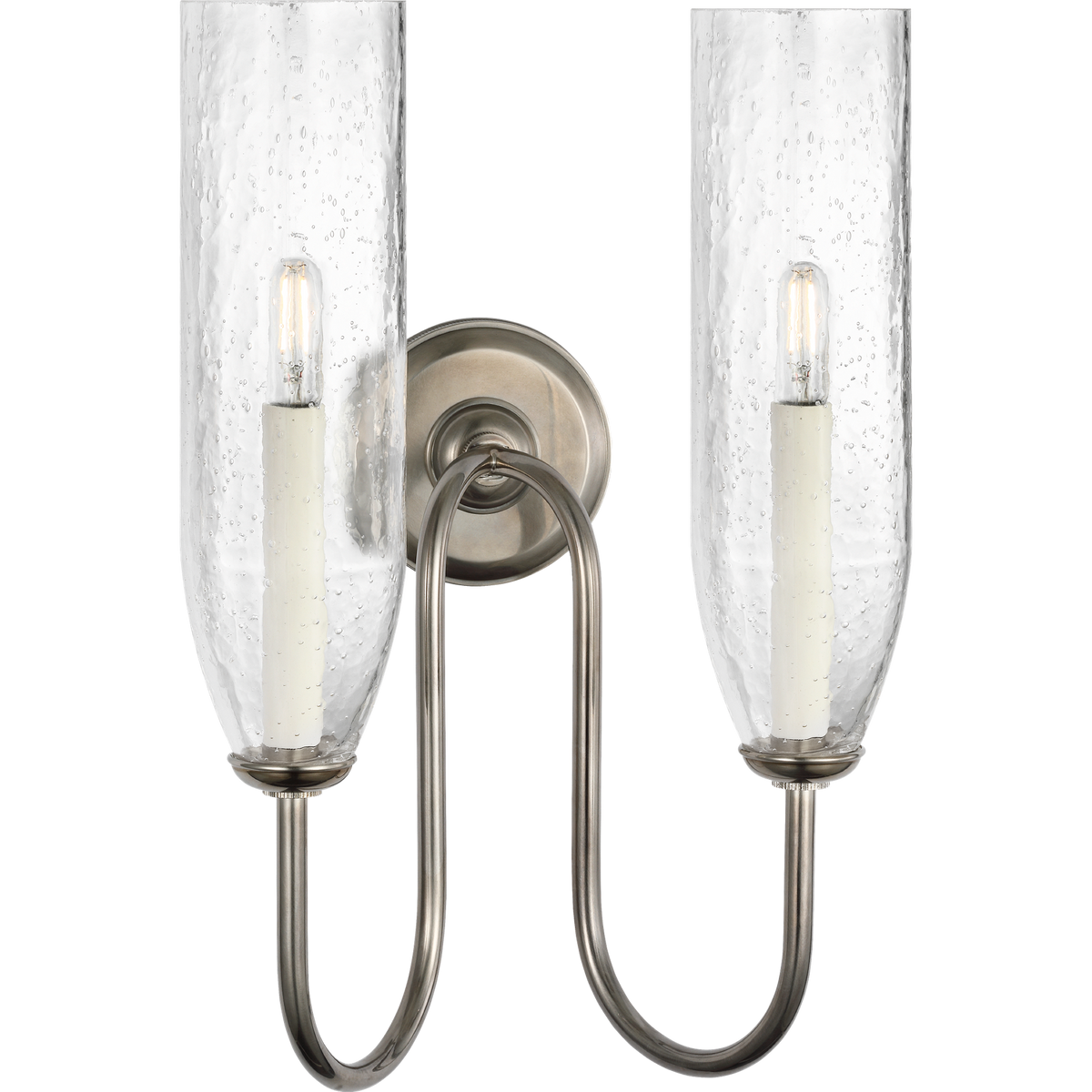 Marie Flanigan Meridien 16" Double Sconce in Pewter with Clear Restoration Glass W10.75" x H16.25" x E8"