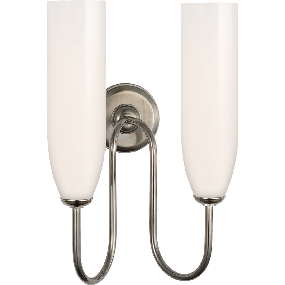 Marie Flanigan Meridien 16" Double Sconce in Pewter with White Glass W10.75" x H16.25" x E8"