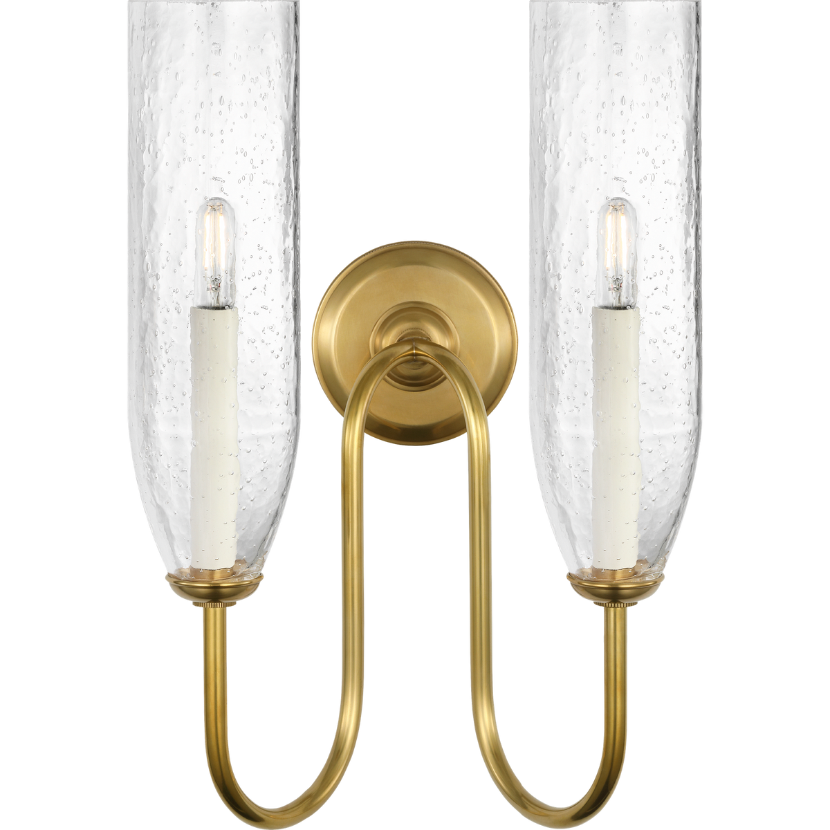 Marie Flanigan Meridien 16" Double Sconce in Soft Brass with Clear Restoration Glass W10.75" x H16.25" x E8"