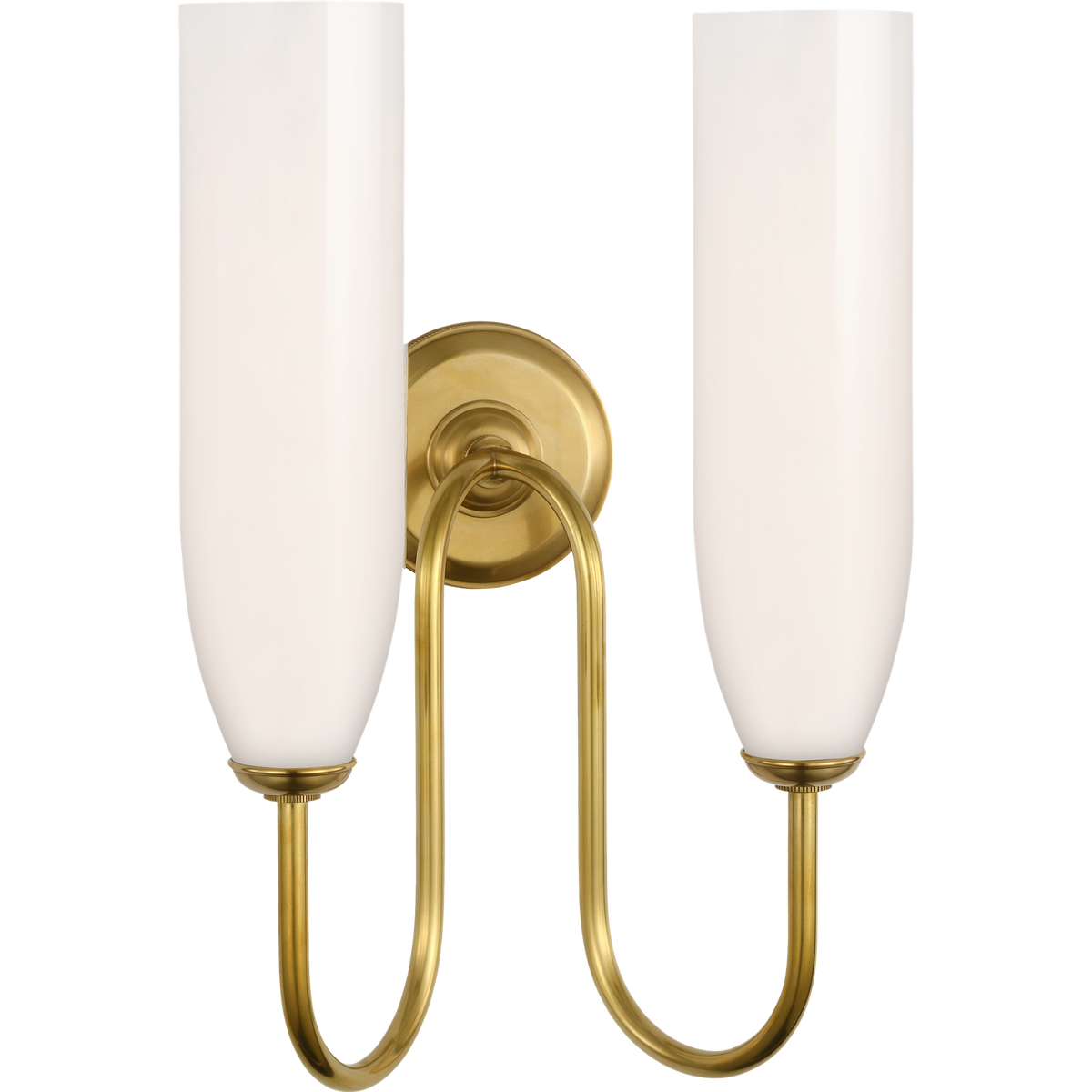 Marie Flanigan Meridien 16" Double Sconce in Soft Brass with White Glass W10.75" x H16.25" x E8"