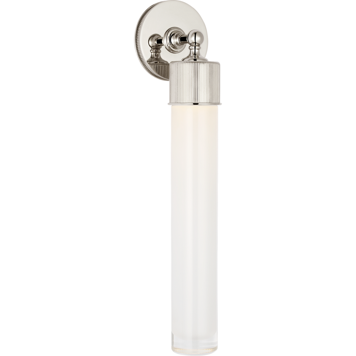 Marie Flanigan Ansel 19" Bath Sconce in Polished Nickel with White Glass W4.25" x H18.5" x E4"
