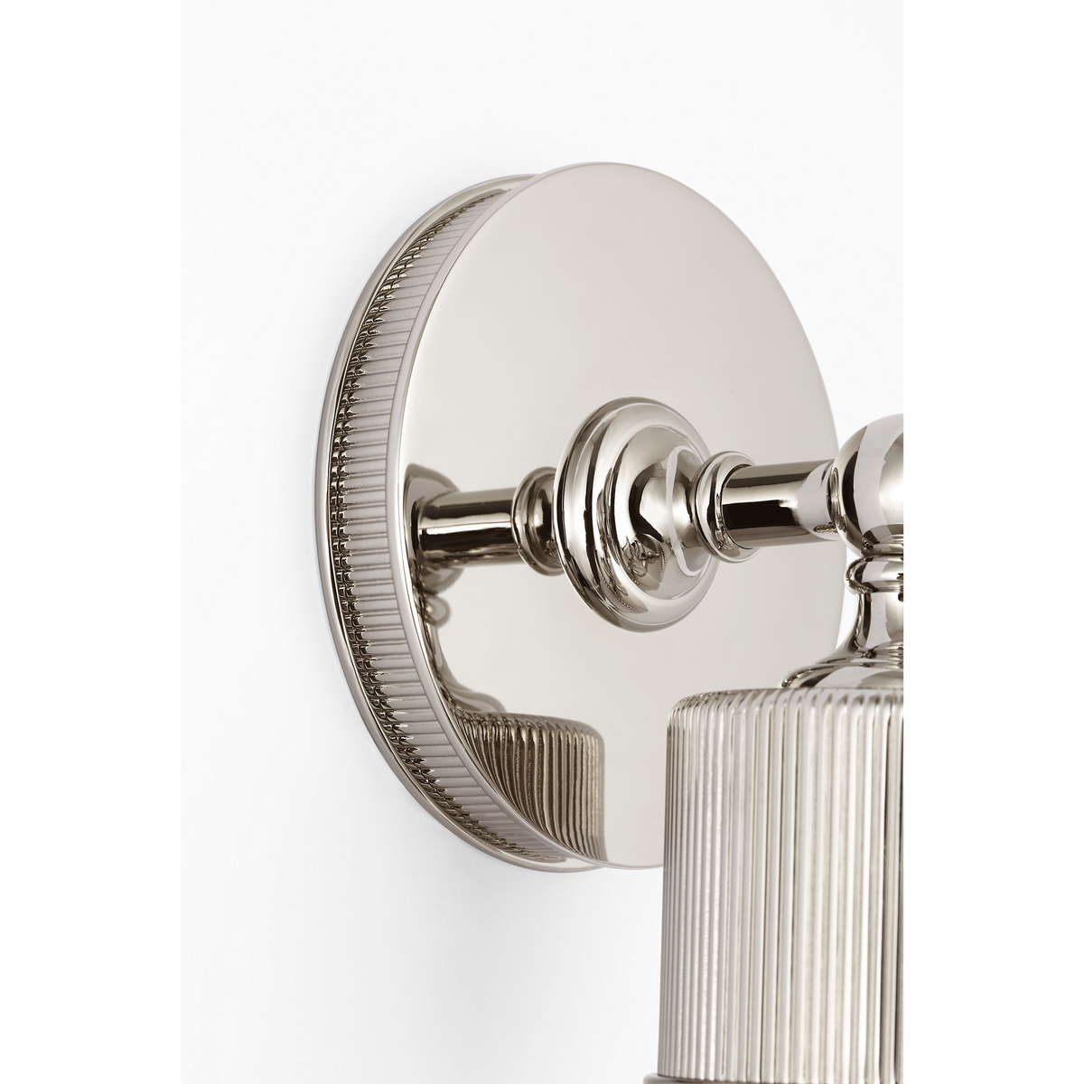 Marie Flanigan Ansel 19" Bath Sconce in Polished Nickel with White Glass W4.25" x H18.5" x E4"