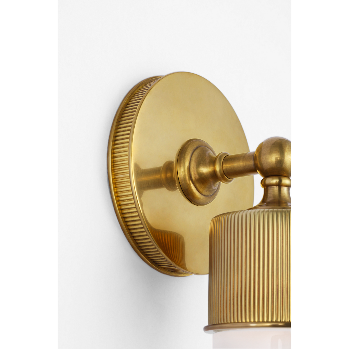 Marie Flanigan Ansel 19" Bath Sconce in Soft Brass with White Glass W4.25" x H18.5" x E4"