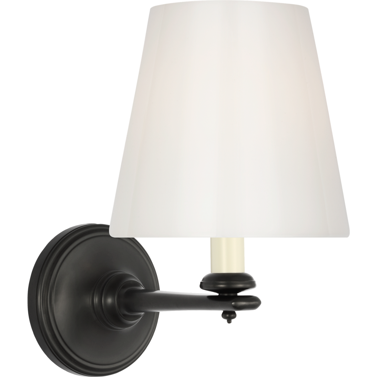 Marie Flanigan Tess 9" Single Sconce in Bronze with White Glass Shade W6" x H9.25" x E9"