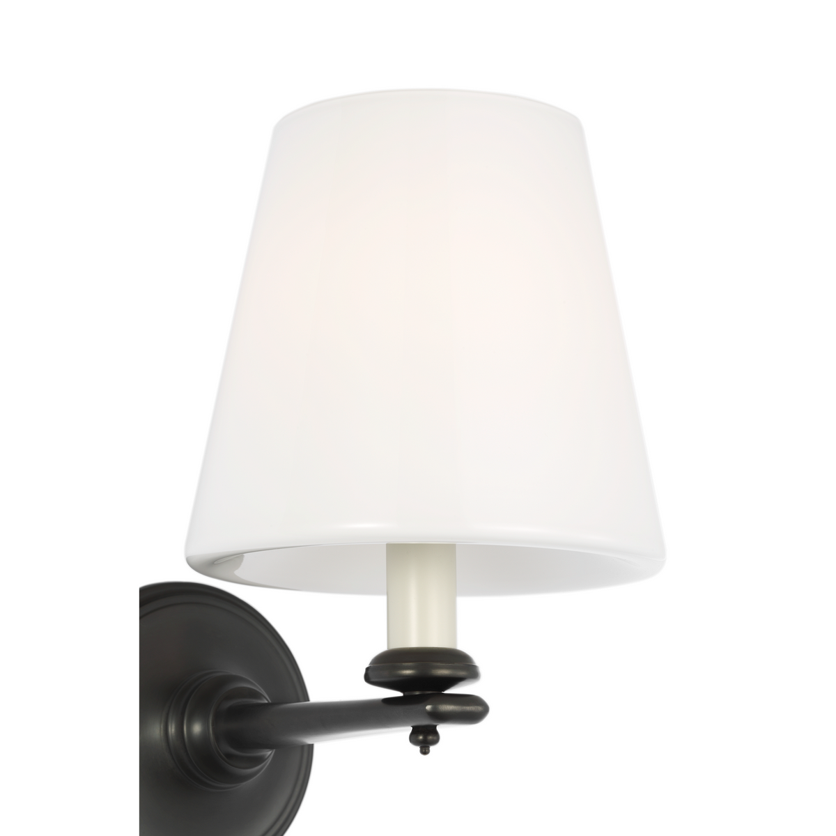 Marie Flanigan Tess 9" Single Sconce in Bronze with White Glass Shade W6" x H9.25" x E9"